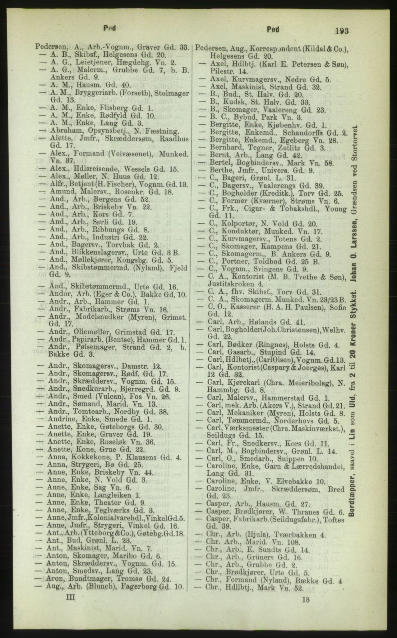 Kristiania/Oslo adressebok, PUBL/-, 1883, p. 193