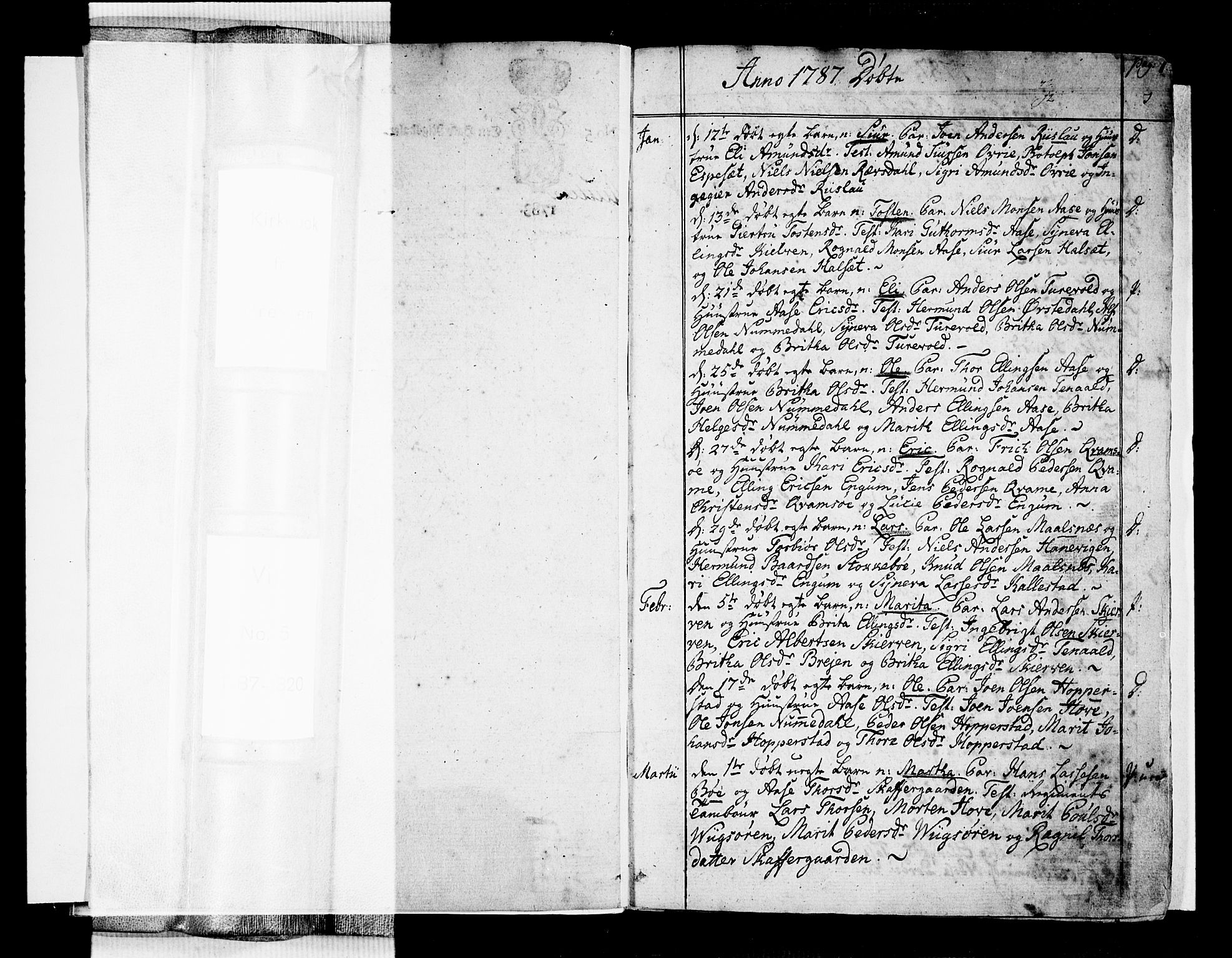 Vik sokneprestembete, SAB/A-81501: Parish register (official) no. A 5, 1787-1820, p. 1