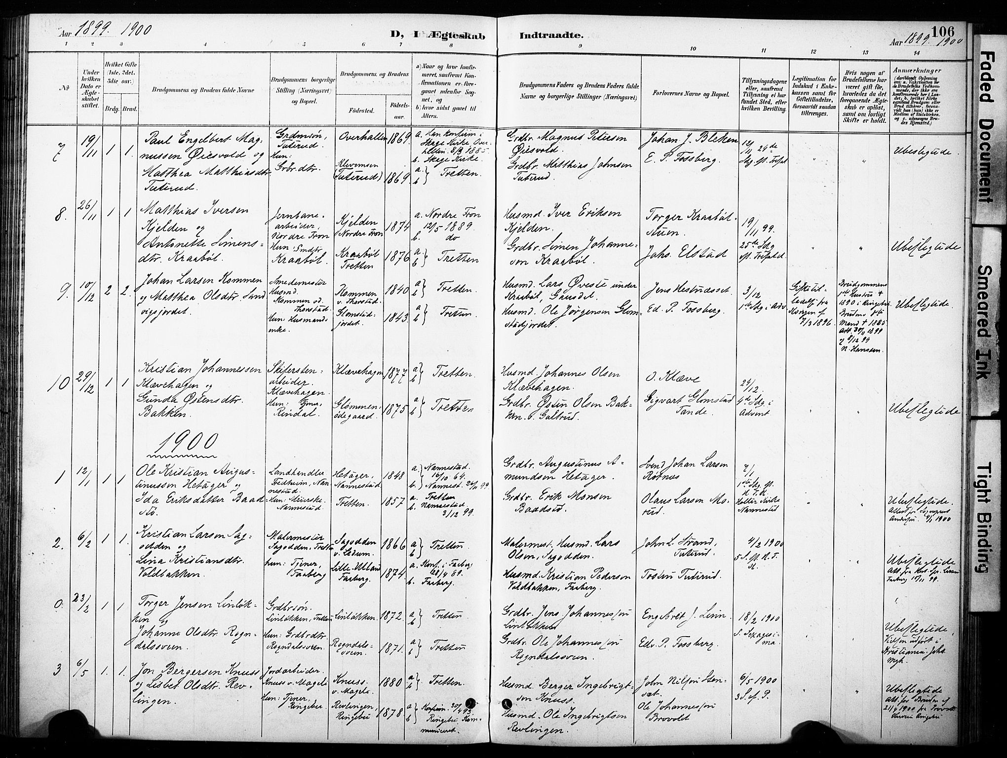 Øyer prestekontor, AV/SAH-PREST-084/H/Ha/Haa/L0011: Parish register (official) no. 11, 1894-1905, p. 106