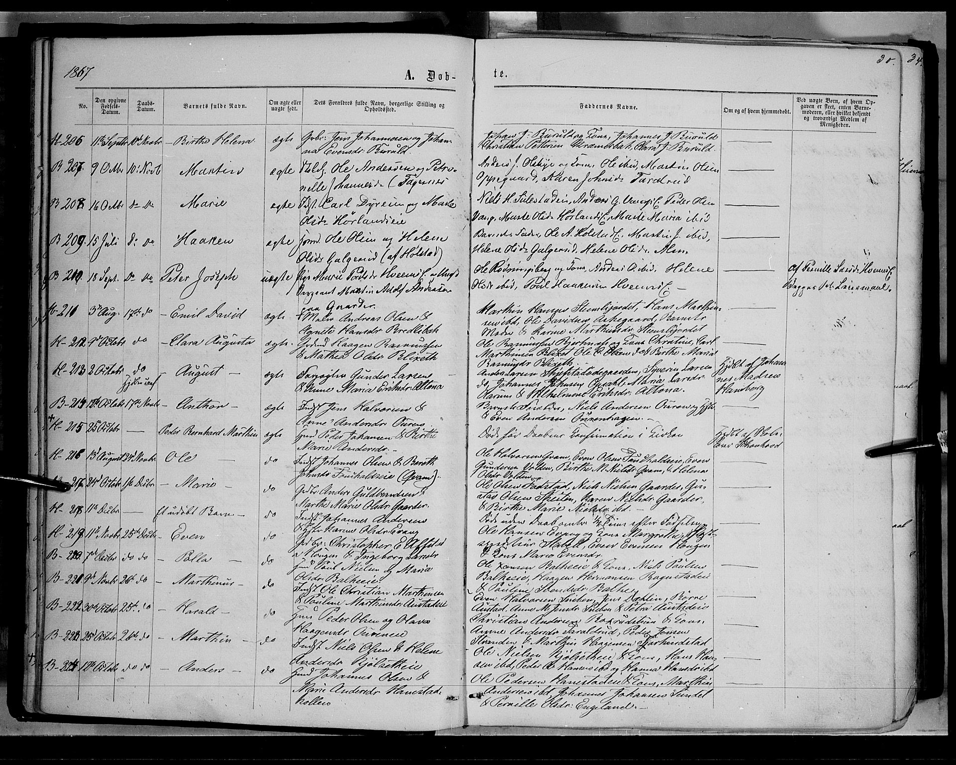 Østre Toten prestekontor, SAH/PREST-104/H/Ha/Haa/L0005: Parish register (official) no. 5, 1866-1877, p. 30