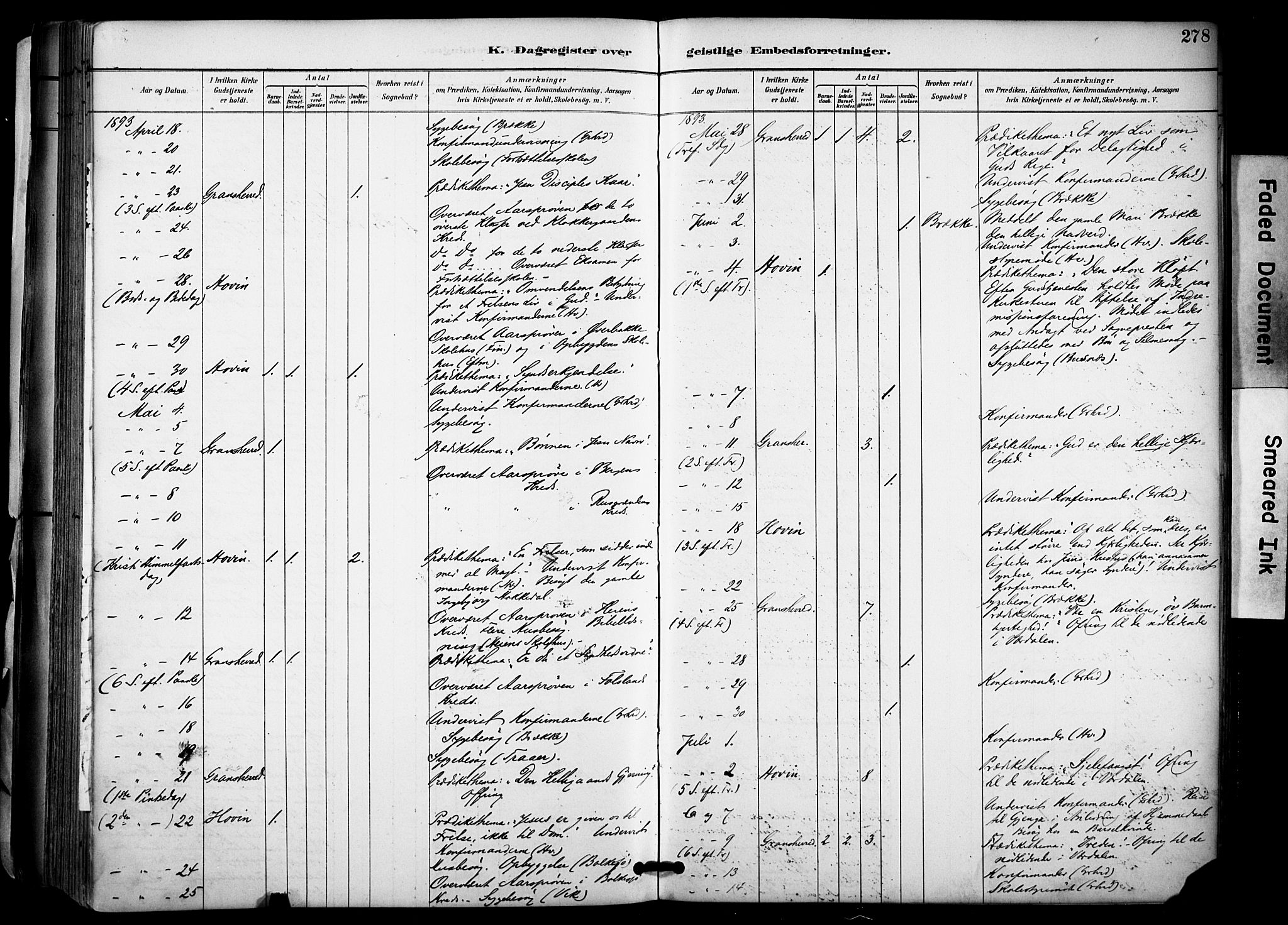 Gransherad kirkebøker, AV/SAKO-A-267/F/Fa/L0005: Parish register (official) no. I 5, 1887-1916, p. 278