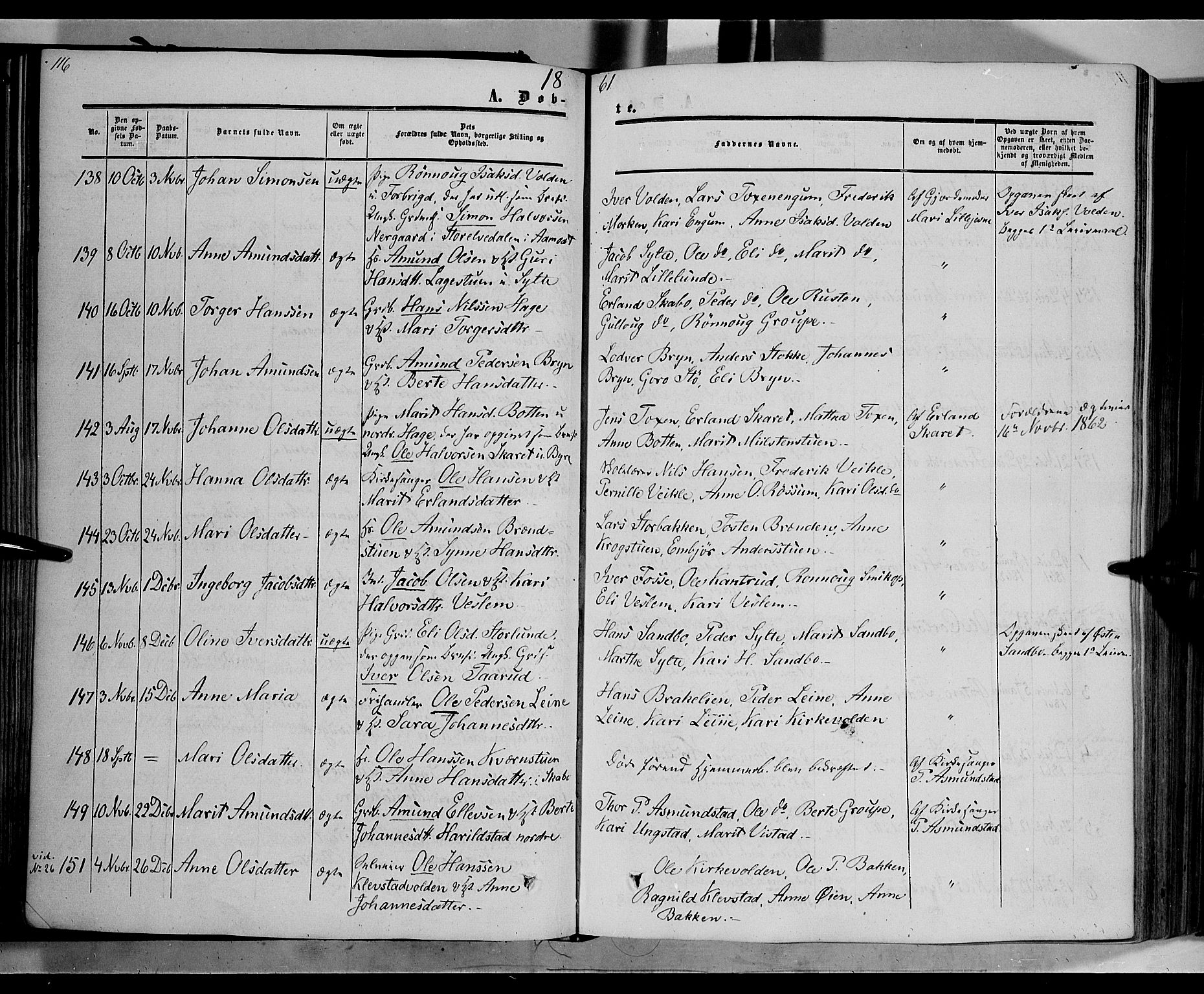 Nord-Fron prestekontor, SAH/PREST-080/H/Ha/Haa/L0001: Parish register (official) no. 1, 1851-1864, p. 116