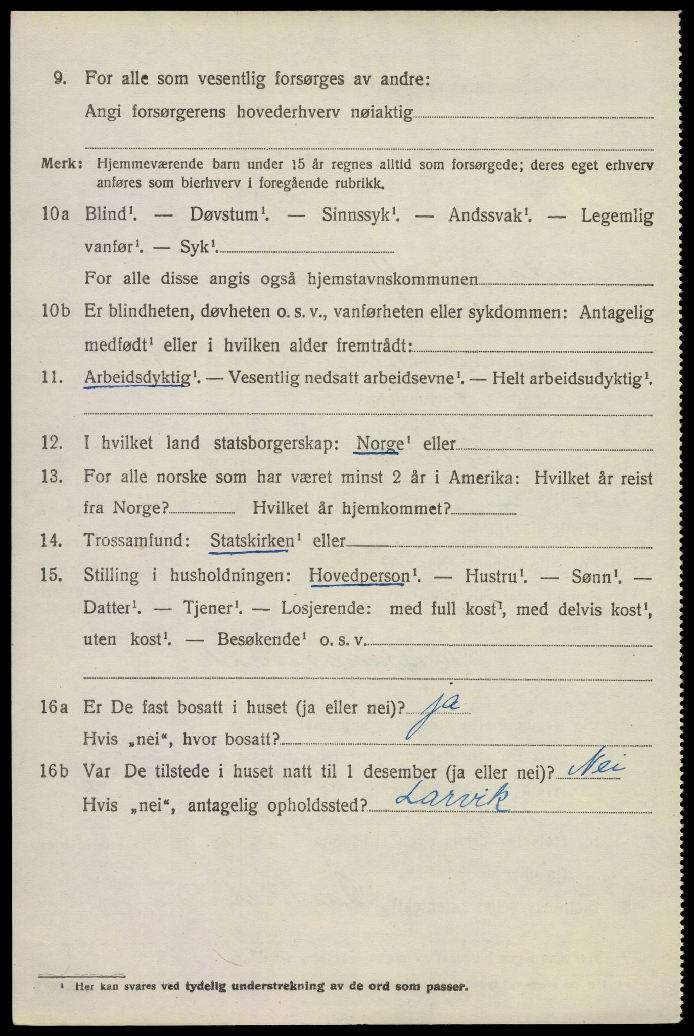 SAKO, 1920 census for Lardal, 1920, p. 2072