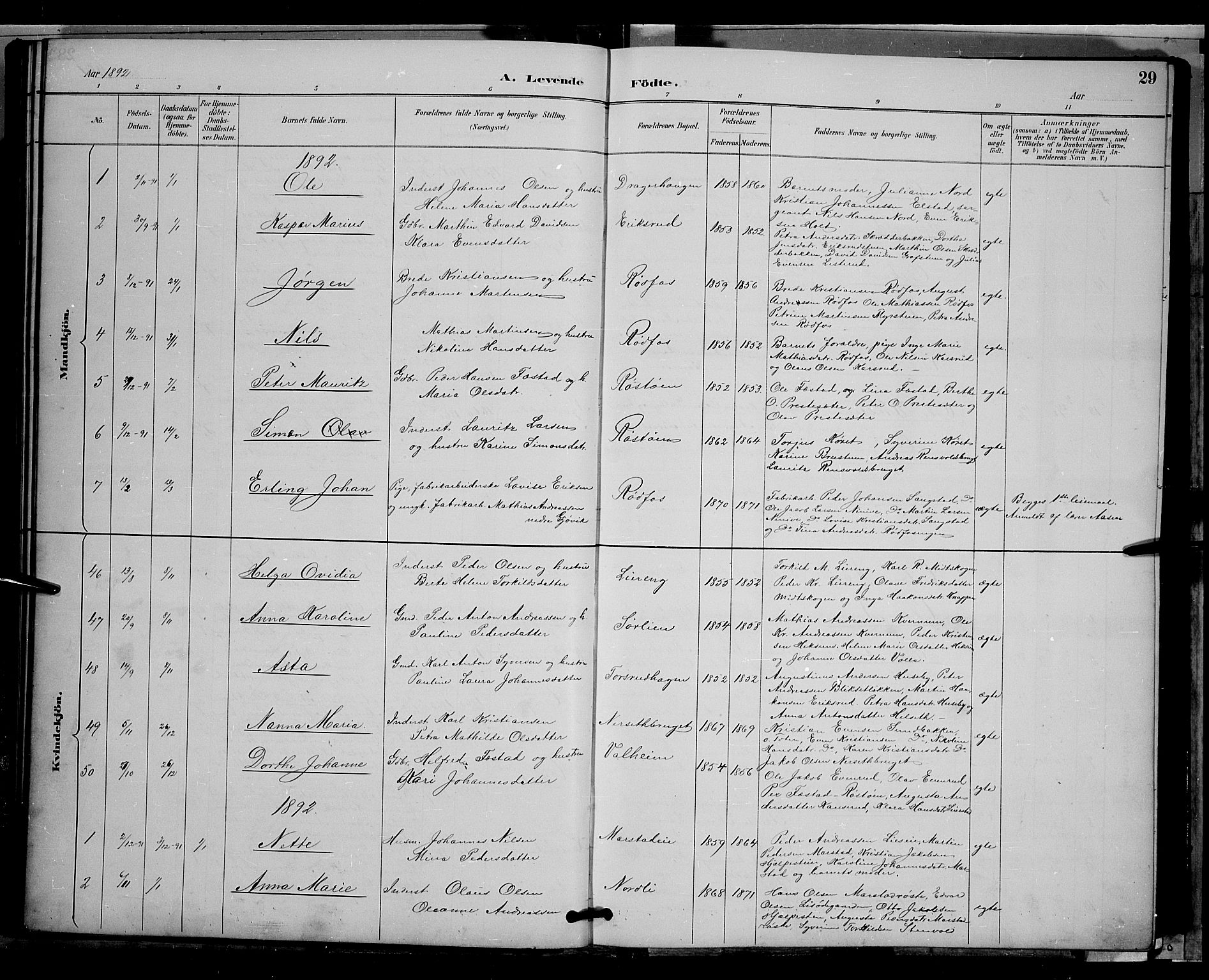 Vestre Toten prestekontor, SAH/PREST-108/H/Ha/Hab/L0009: Parish register (copy) no. 9, 1888-1900, p. 29