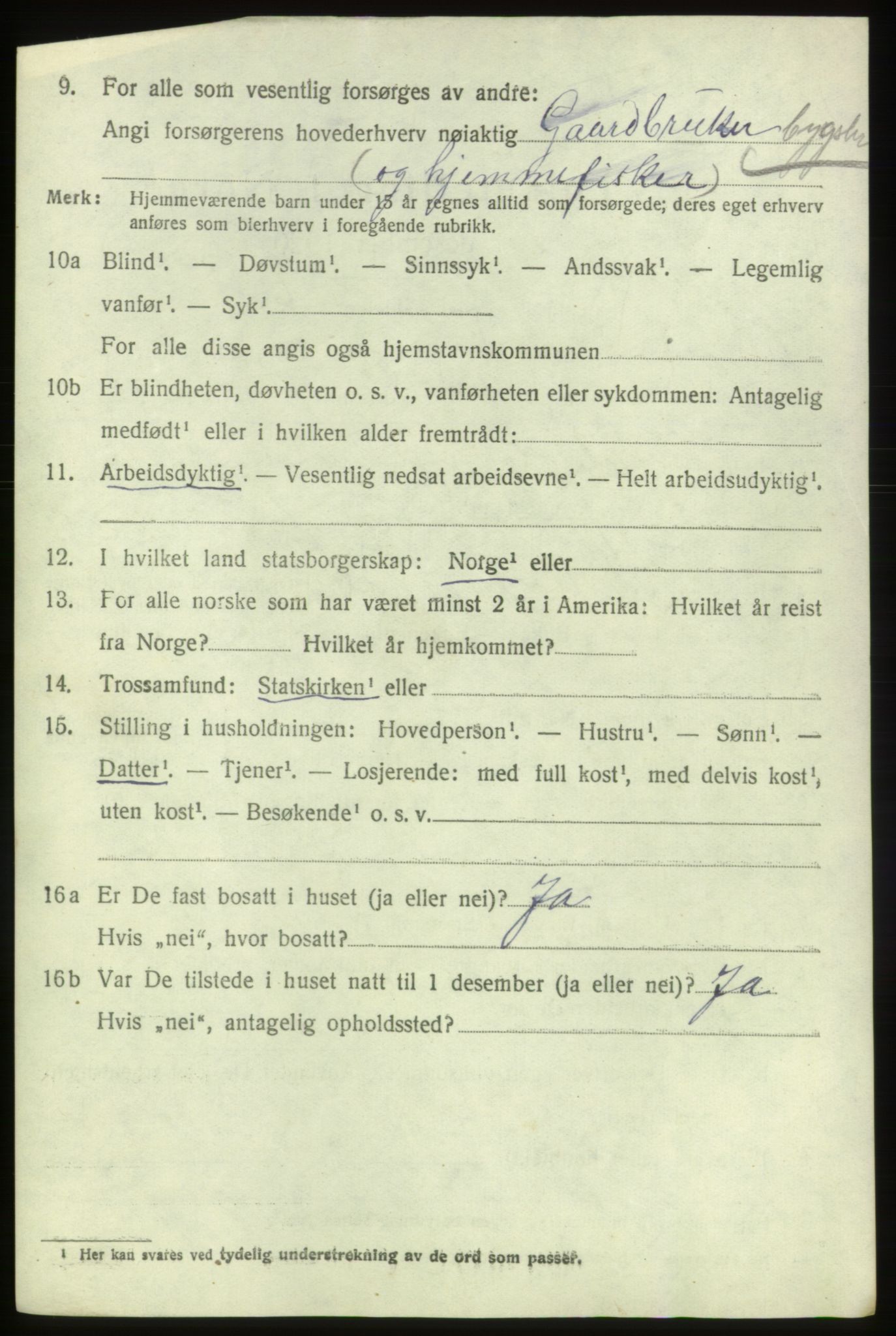 SAB, 1920 census for Bremnes, 1920, p. 1301