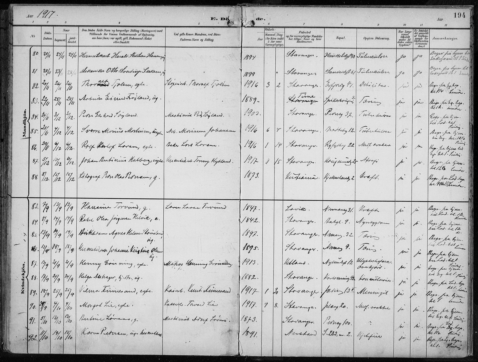 St. Johannes sokneprestkontor, AV/SAST-A-101814/001/30/30BA/L0005: Parish register (official) no. A 5, 1898-1919, p. 194