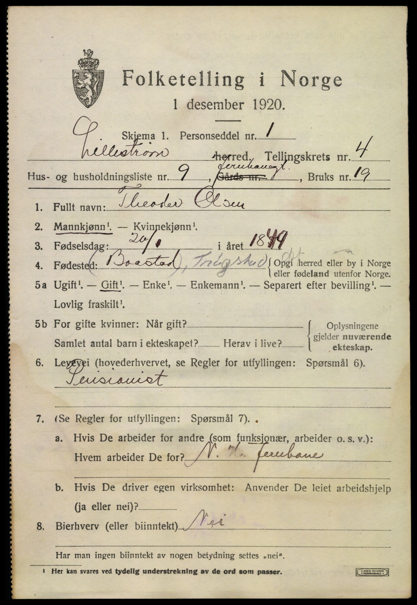 SAO, 1920 census for Lillestrøm, 1920, p. 11320