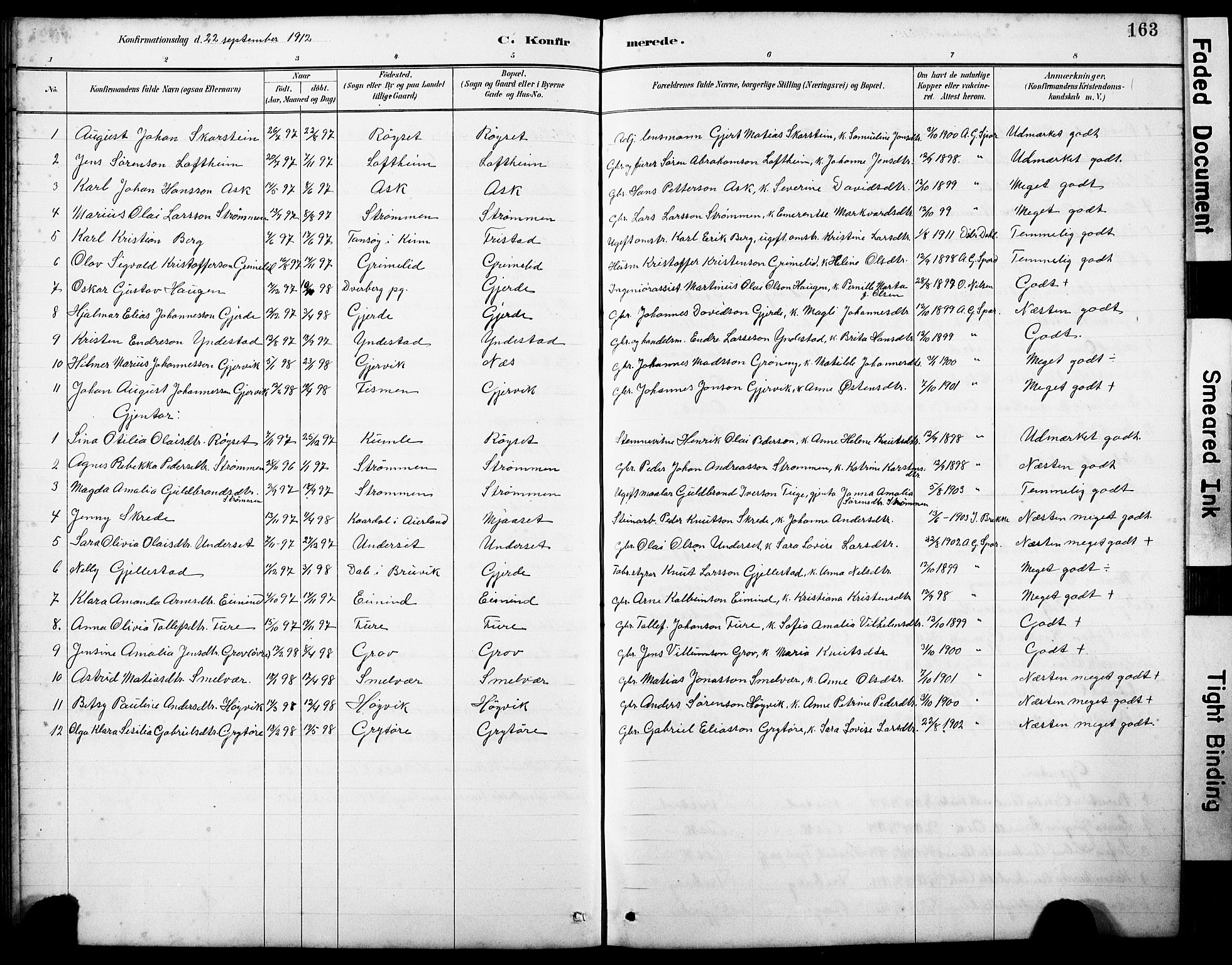 Askvoll sokneprestembete, AV/SAB-A-79501/H/Hab/Haba/L0003: Parish register (copy) no. A 3, 1886-1928, p. 163