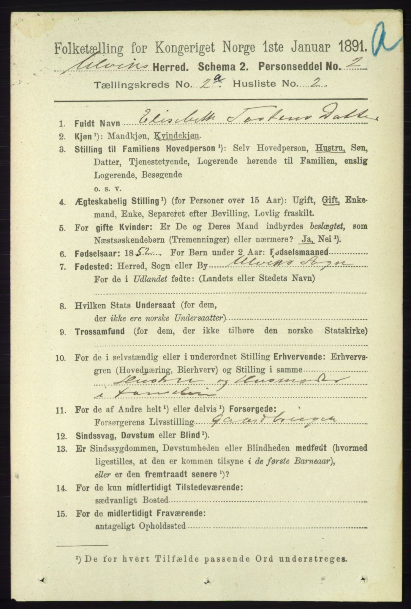 RA, 1891 census for 1233 Ulvik, 1891, p. 237