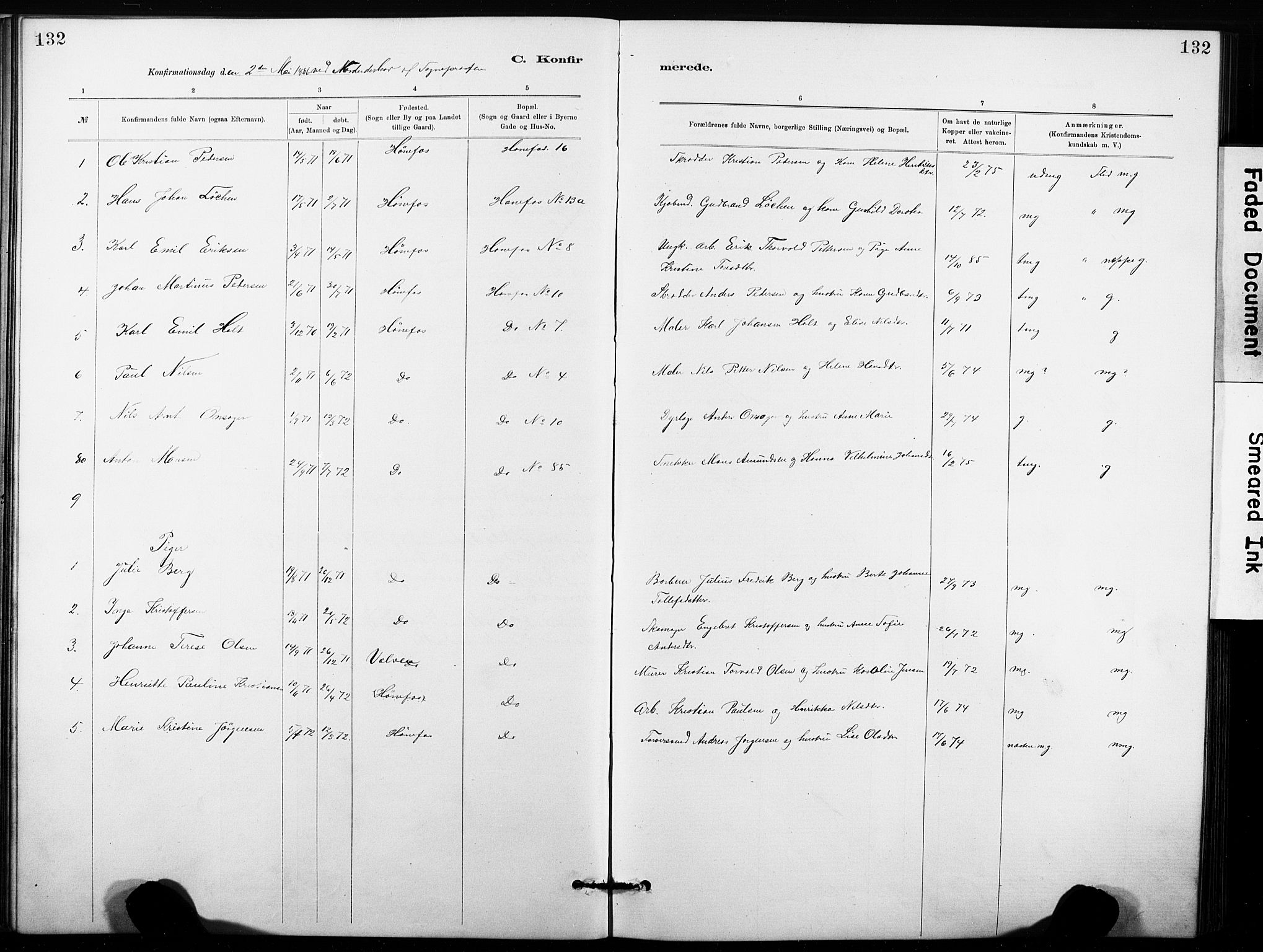 Hønefoss kirkebøker, SAKO/A-609/G/Ga/L0001: Parish register (copy) no. 1, 1870-1887, p. 132
