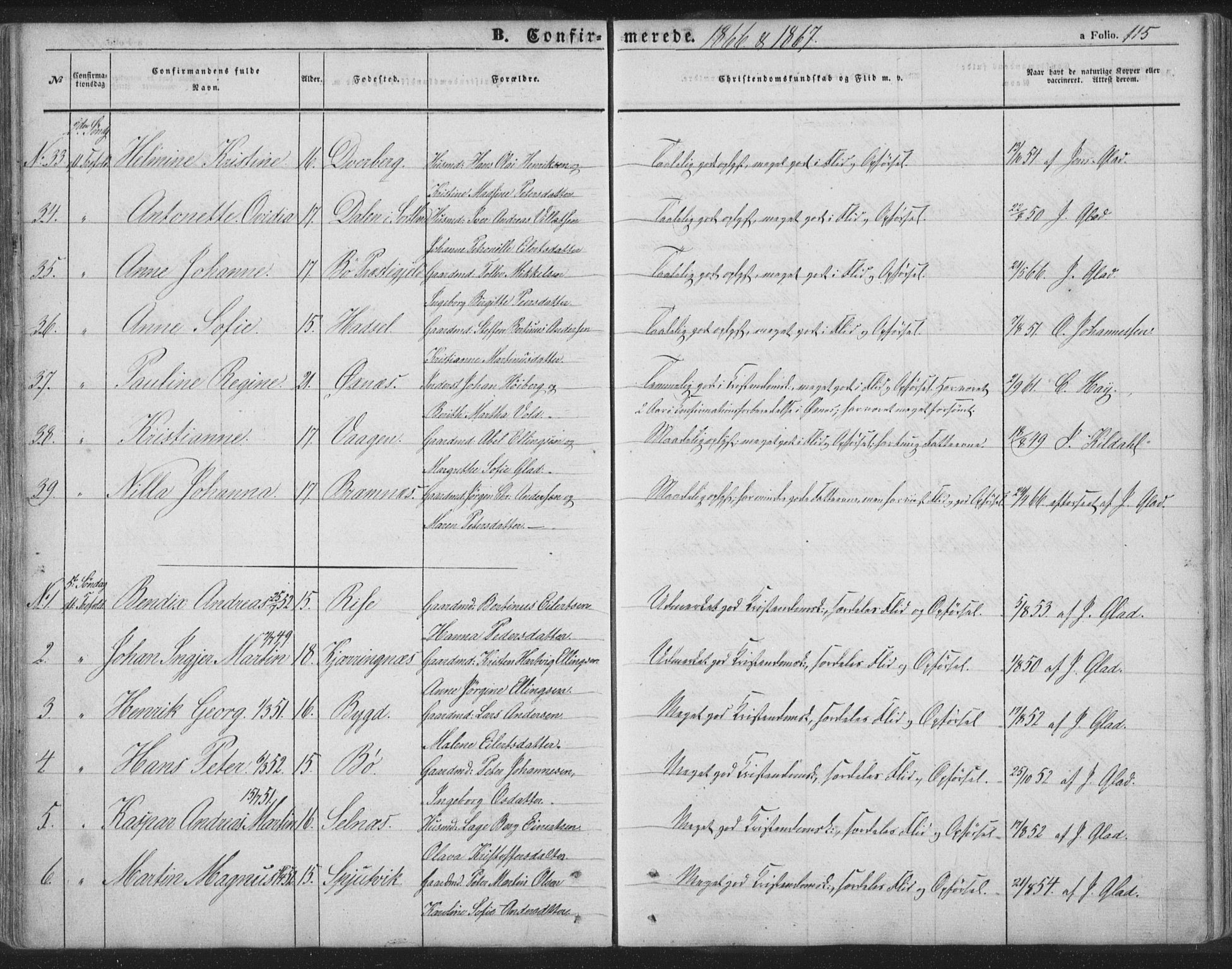 Ministerialprotokoller, klokkerbøker og fødselsregistre - Nordland, AV/SAT-A-1459/895/L1369: Parish register (official) no. 895A04, 1852-1872, p. 115