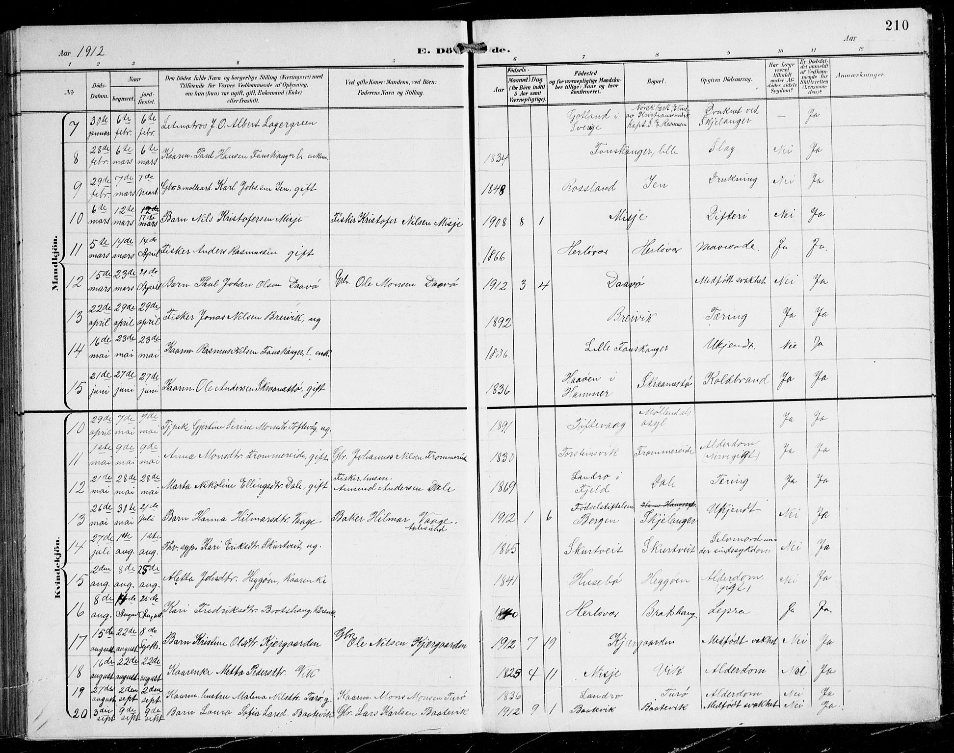 Herdla Sokneprestembete, AV/SAB-A-75701/H/Hab: Parish register (copy) no. C 1, 1900-1913, p. 210