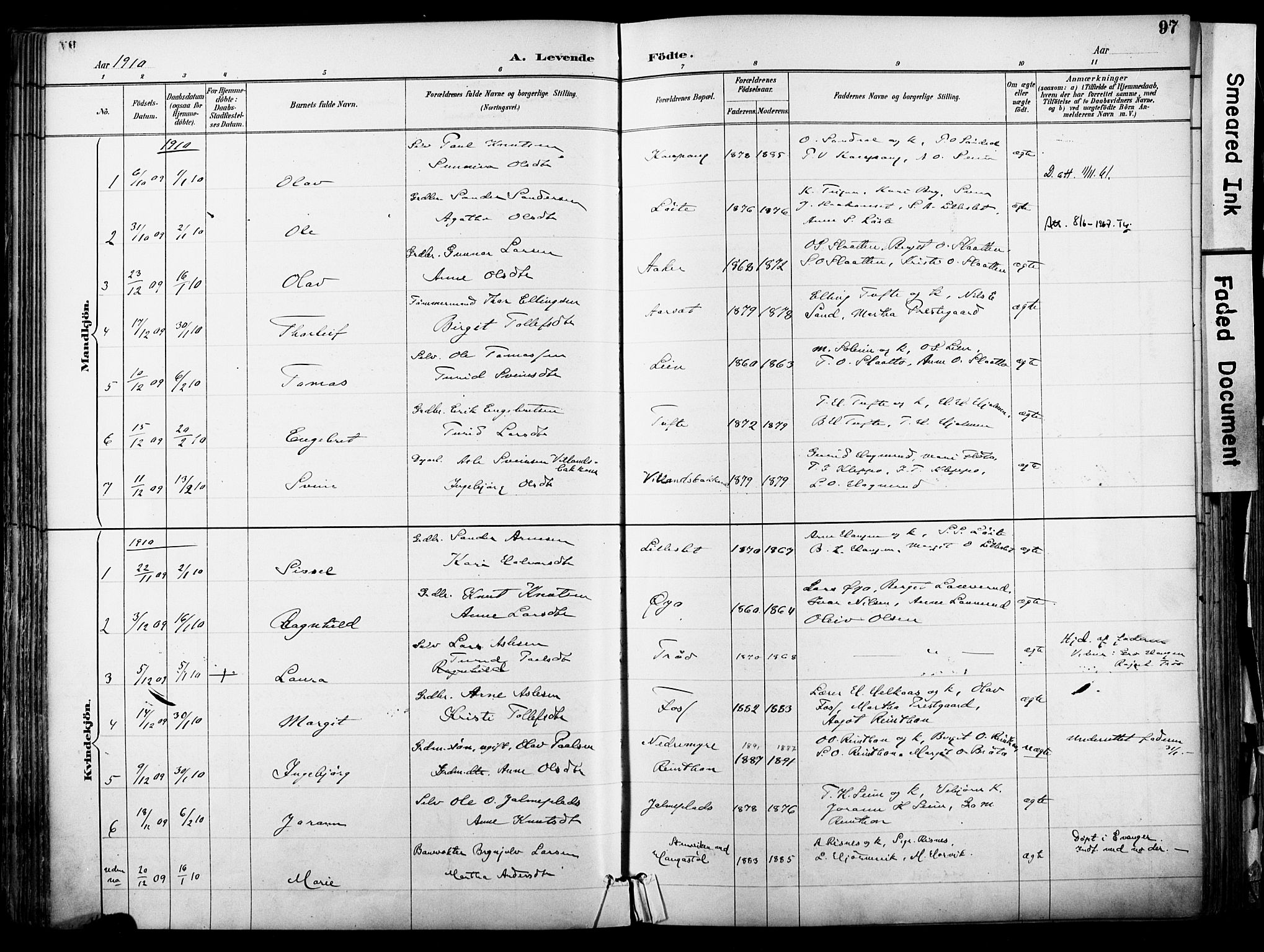 Hol kirkebøker, AV/SAKO-A-227/F/Fa/L0003: Parish register (official) no. I 3, 1887-1918, p. 97