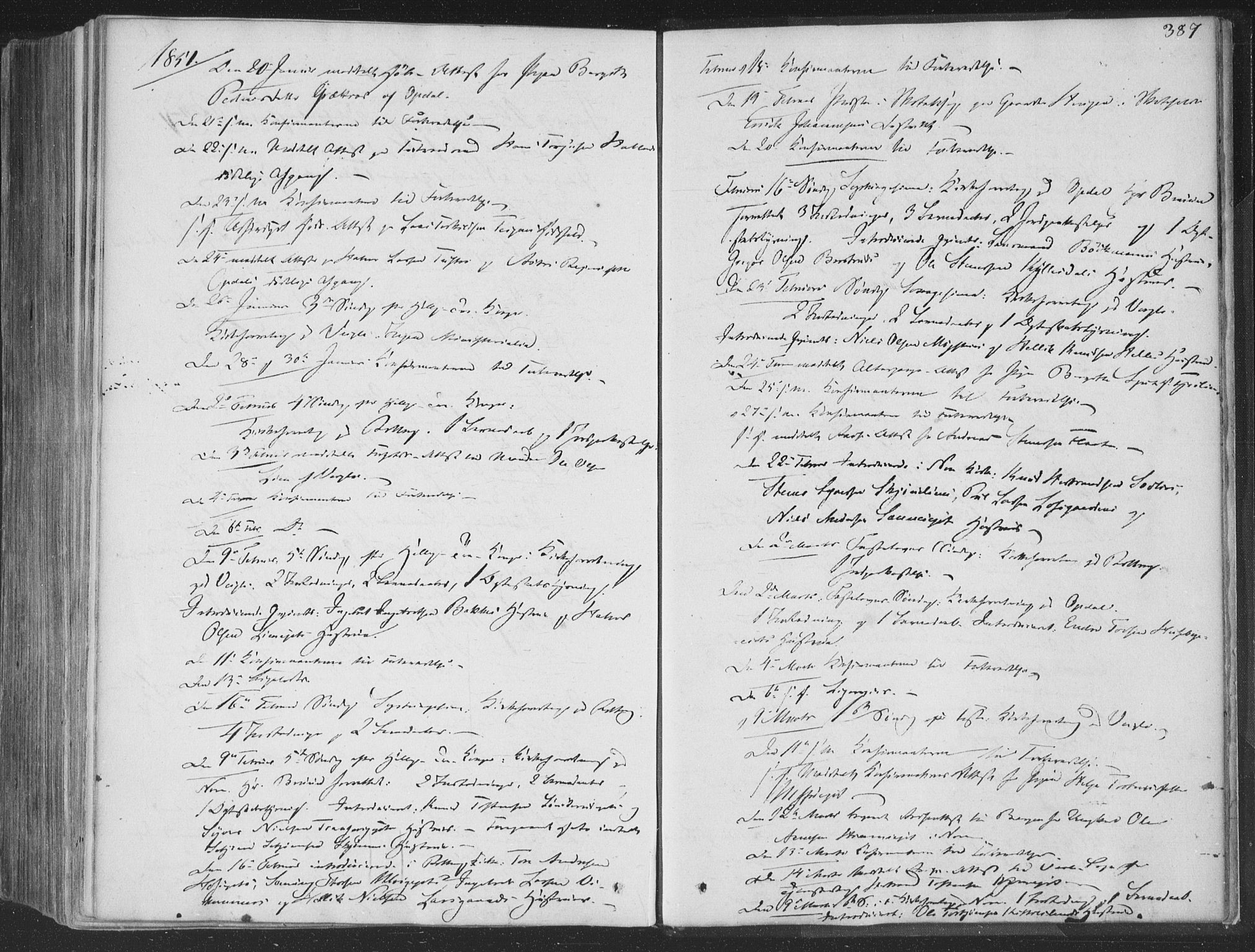 Rollag kirkebøker, AV/SAKO-A-240/F/Fa/L0008: Parish register (official) no. I 8, 1847-1860, p. 387