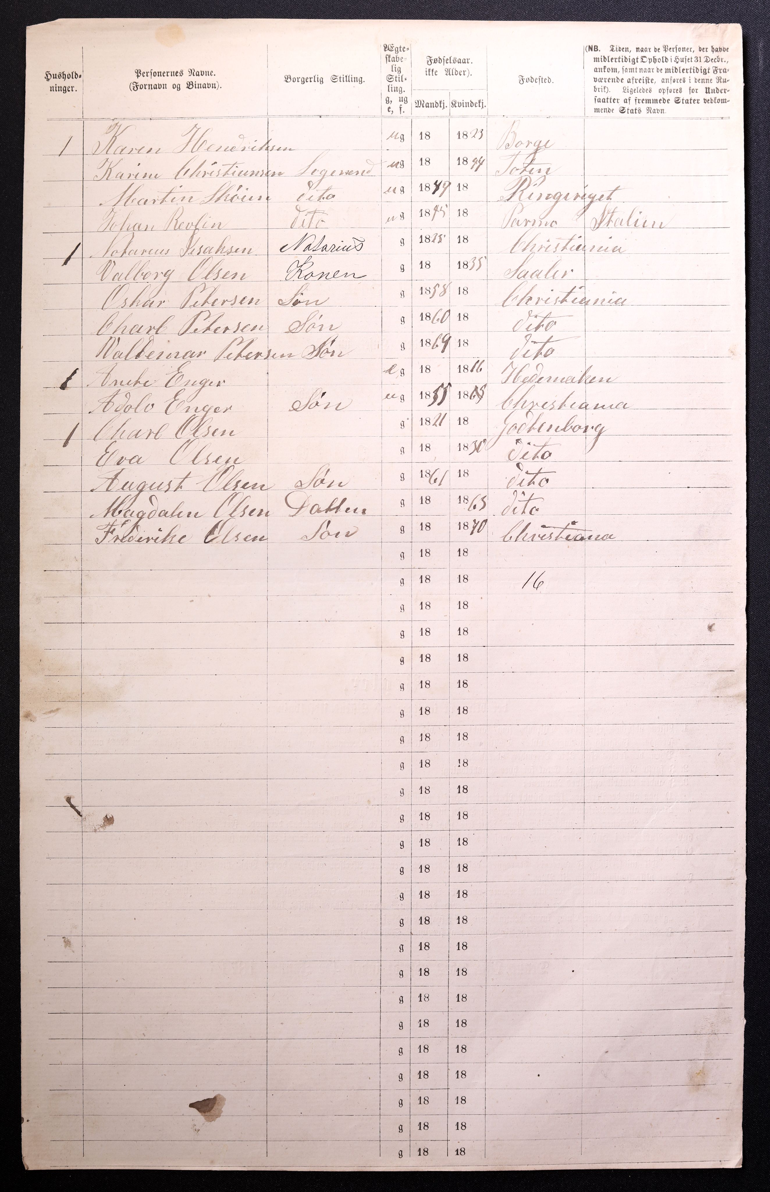 RA, 1870 census for 0301 Kristiania, 1870, p. 2013