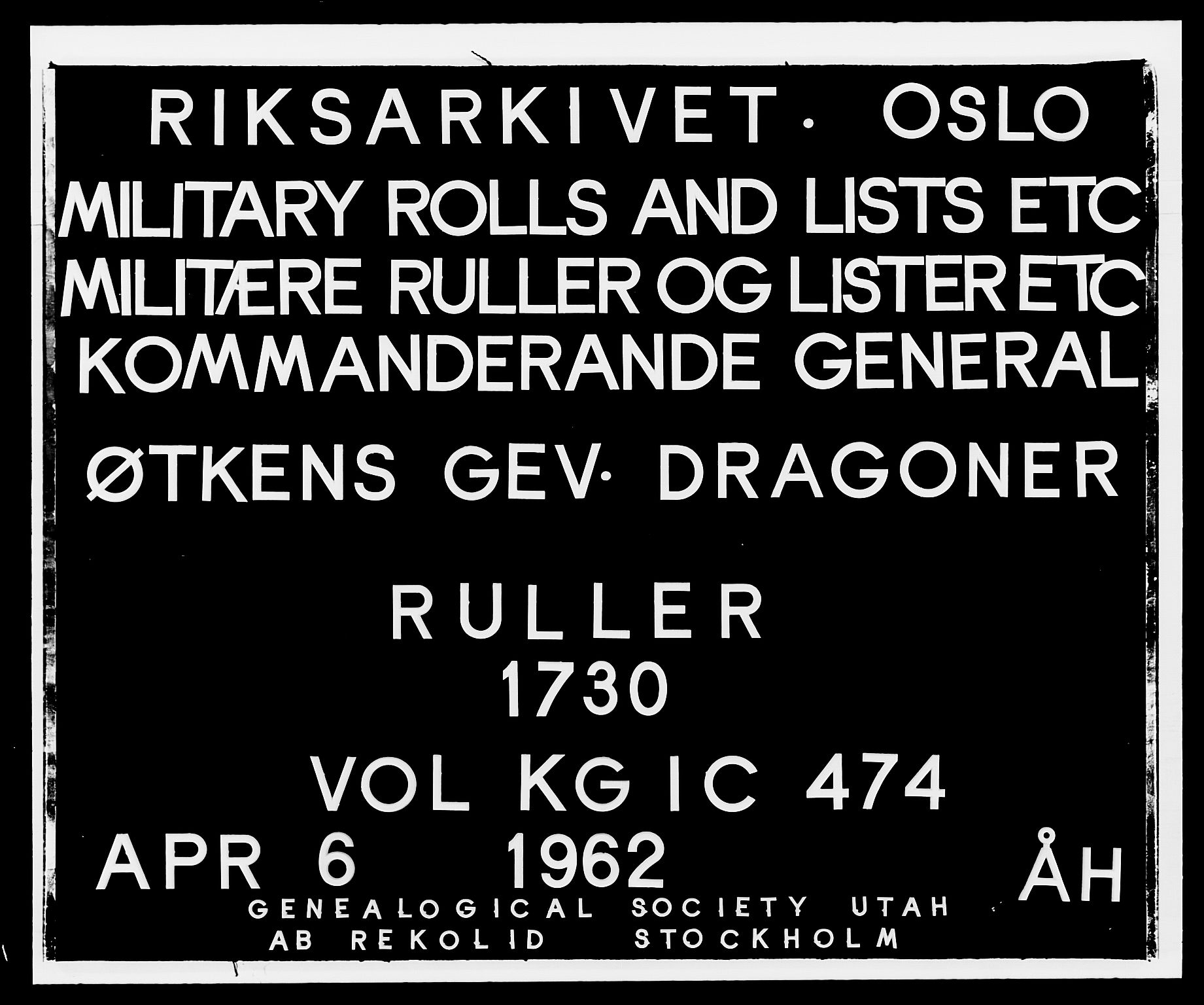 Kommanderende general (KG I) med Det norske krigsdirektorium, AV/RA-EA-5419/E/Ea/L0474: Kavaleriet, 1682-1730, p. 42