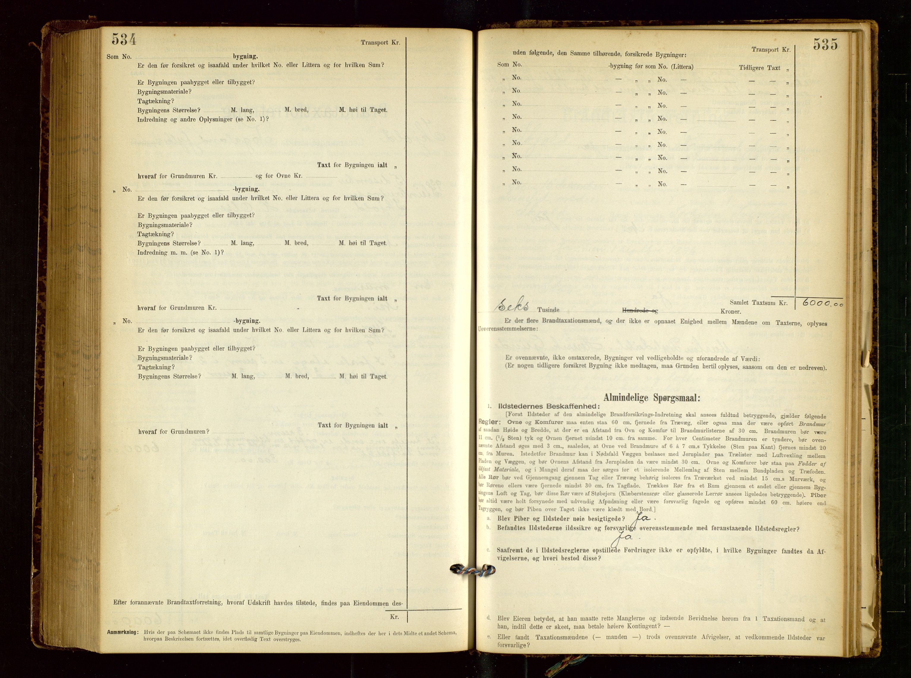 Skjold lensmannskontor, AV/SAST-A-100182/Gob/L0001: "Brandtaxationsprotokol for Skjold Lensmandsdistrikt Ryfylke Fogderi", 1894-1939, p. 534-535