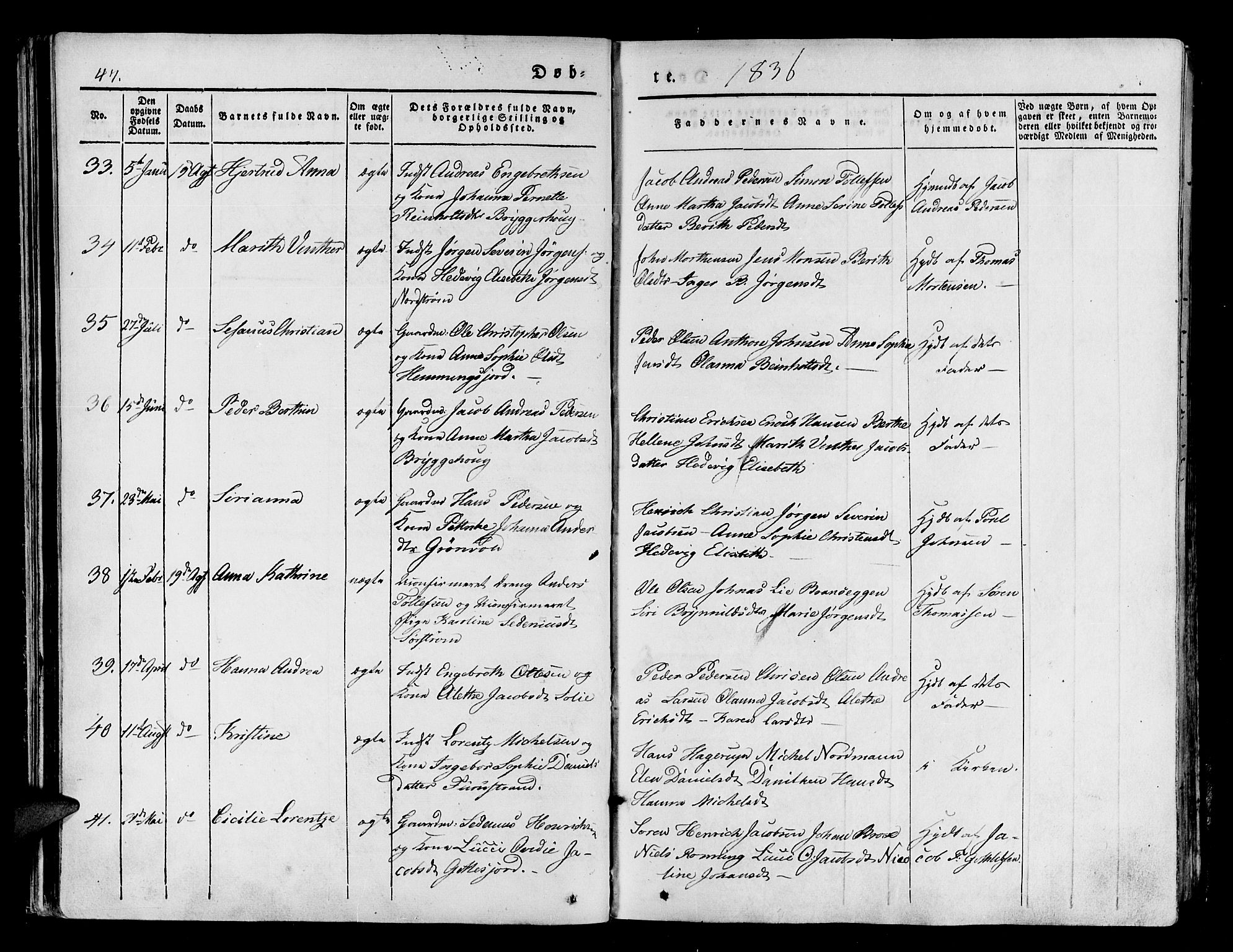 Tranøy sokneprestkontor, AV/SATØ-S-1313/I/Ia/Iaa/L0005kirke: Parish register (official) no. 5, 1829-1844, p. 47