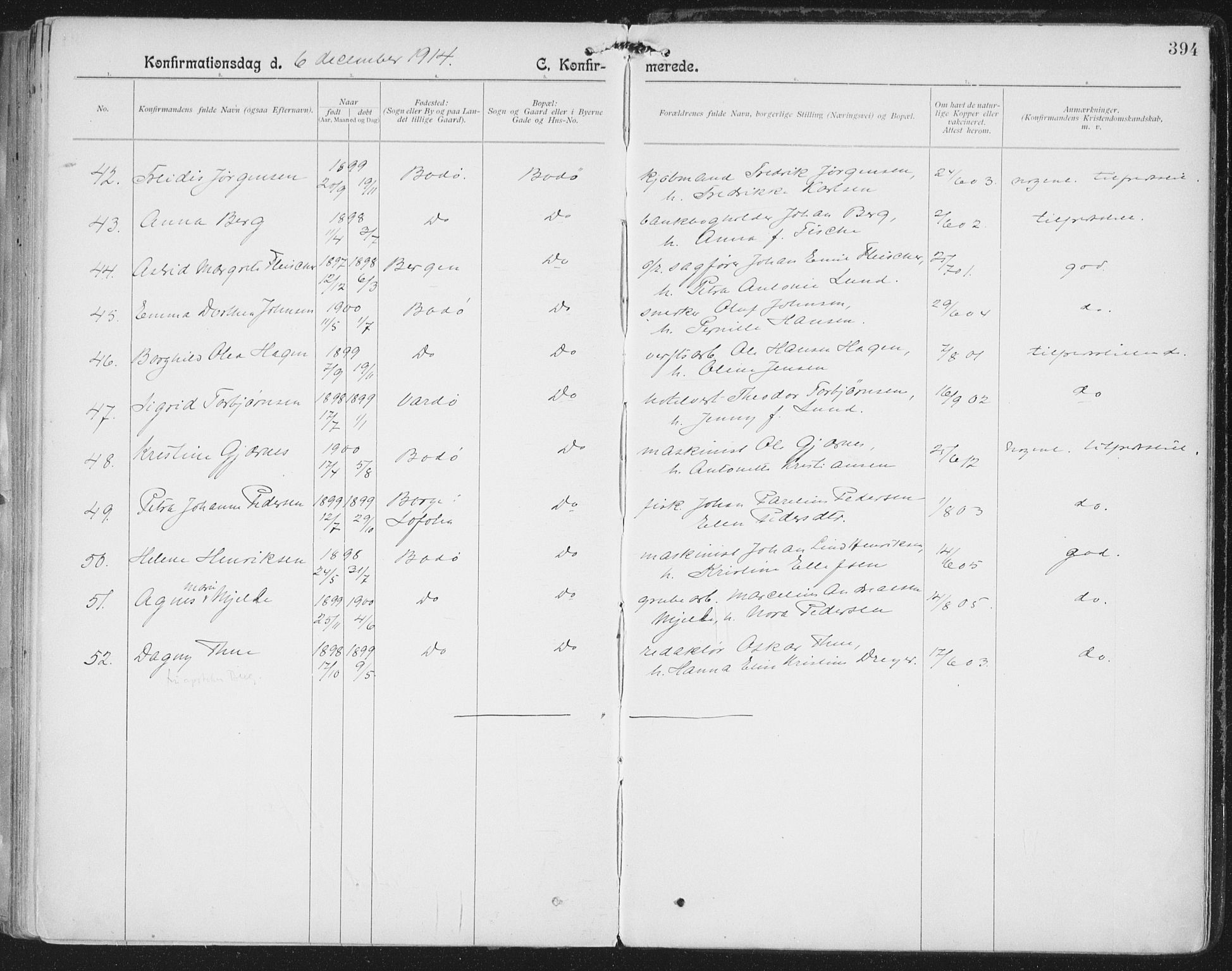 Ministerialprotokoller, klokkerbøker og fødselsregistre - Nordland, AV/SAT-A-1459/801/L0011: Parish register (official) no. 801A11, 1900-1916, p. 394