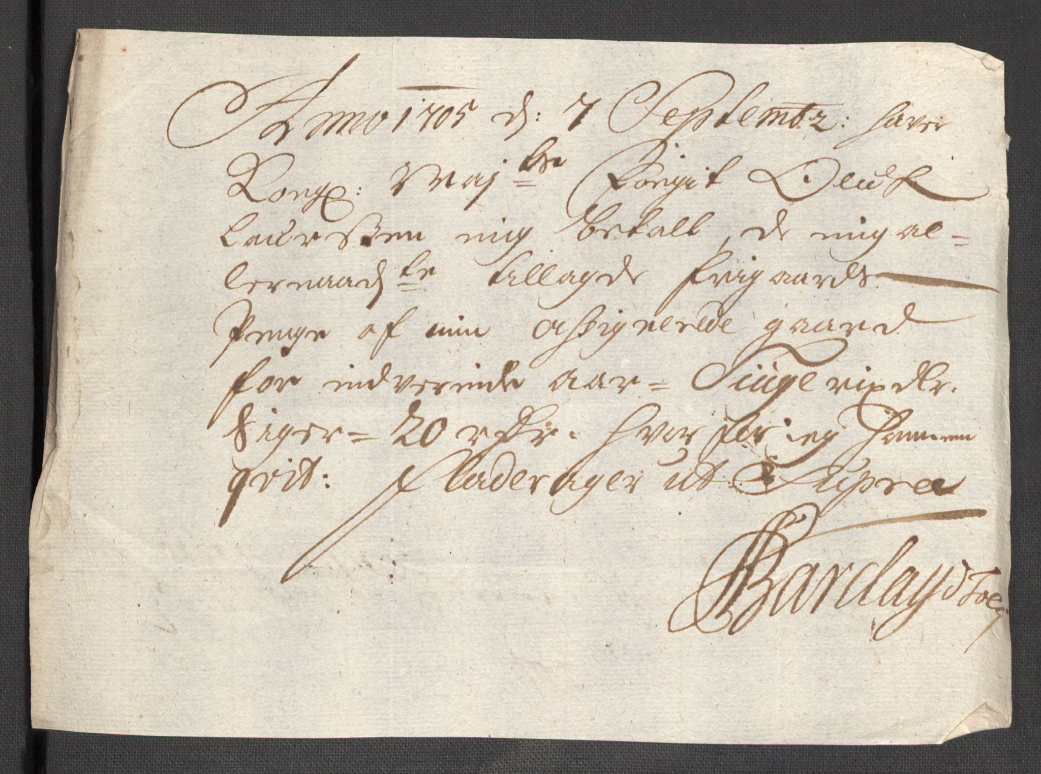 Rentekammeret inntil 1814, Reviderte regnskaper, Fogderegnskap, AV/RA-EA-4092/R48/L2983: Fogderegnskap Sunnhordland og Hardanger, 1705, p. 197