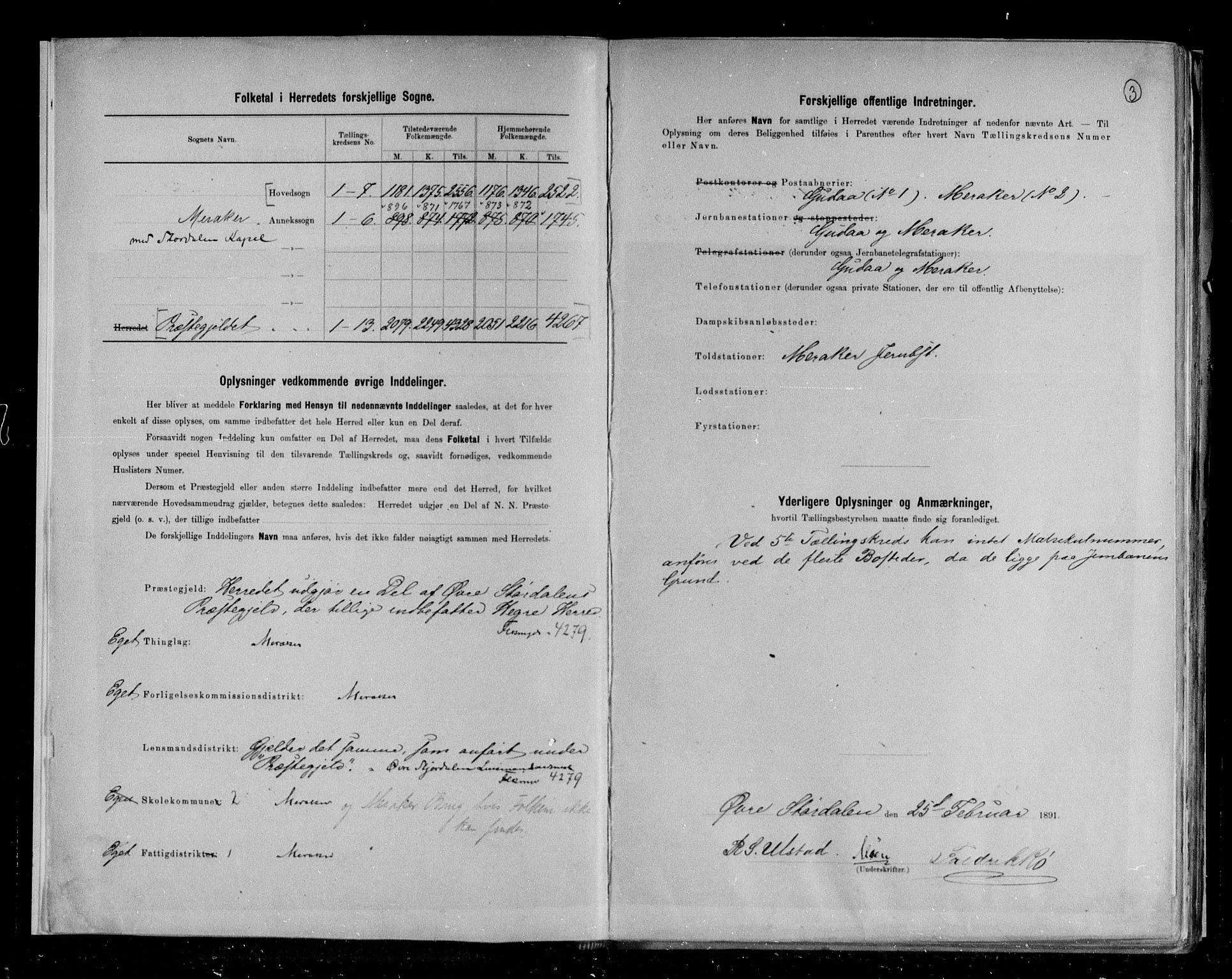 RA, 1891 census for 1711 Meråker, 1891, p. 3