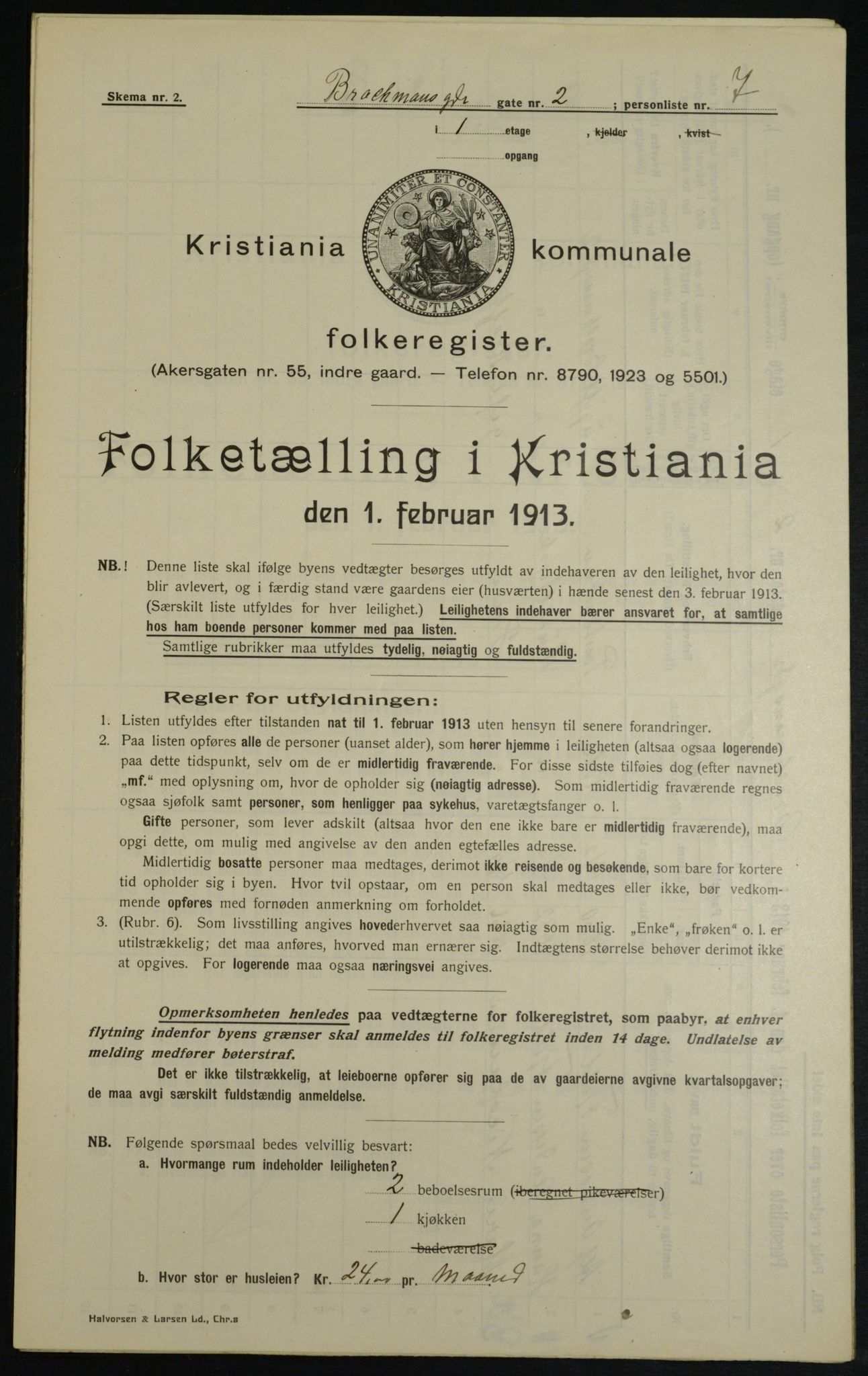 OBA, Municipal Census 1913 for Kristiania, 1913, p. 9552