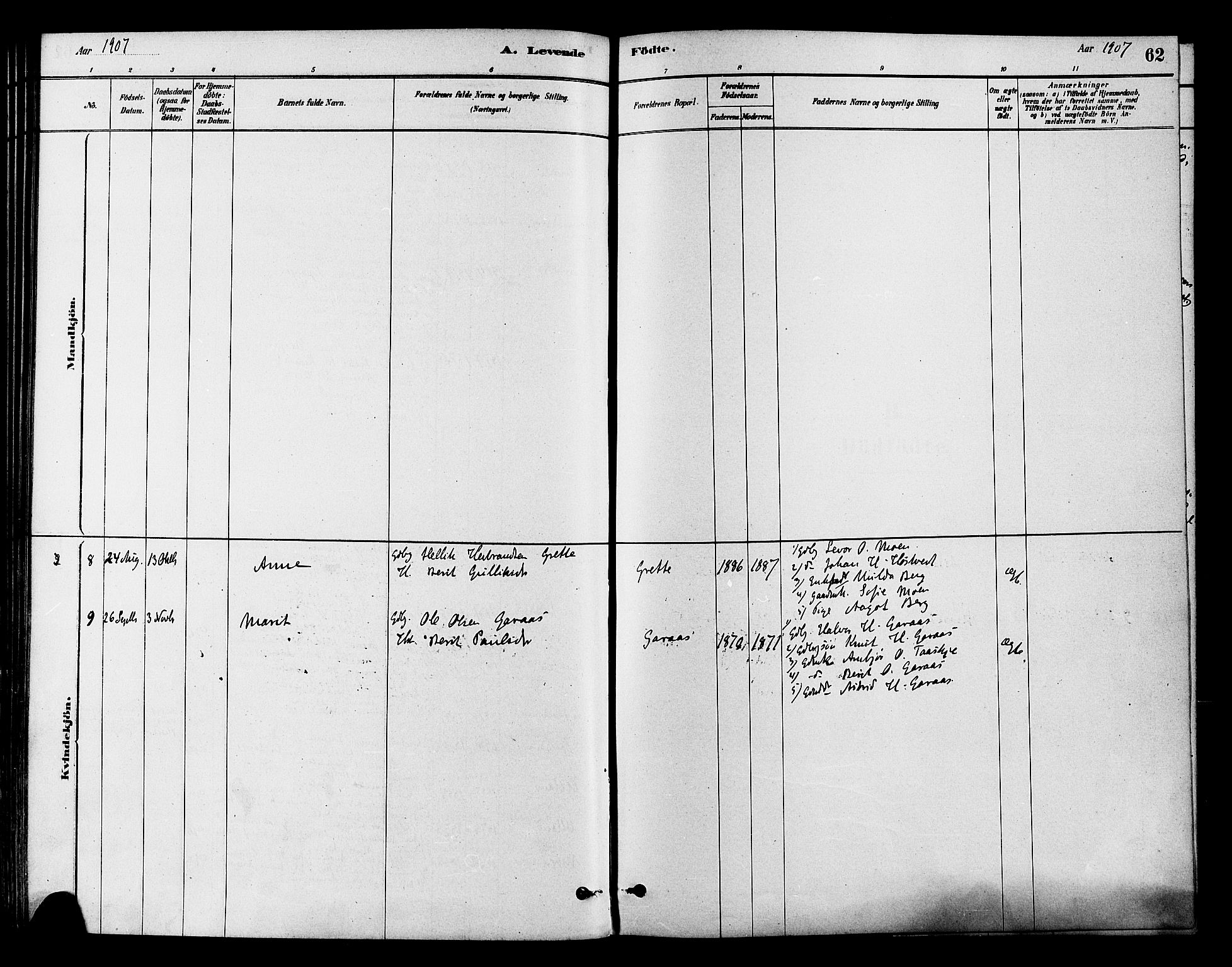 Flesberg kirkebøker, AV/SAKO-A-18/F/Fb/L0001: Parish register (official) no. II 1, 1879-1907, p. 62