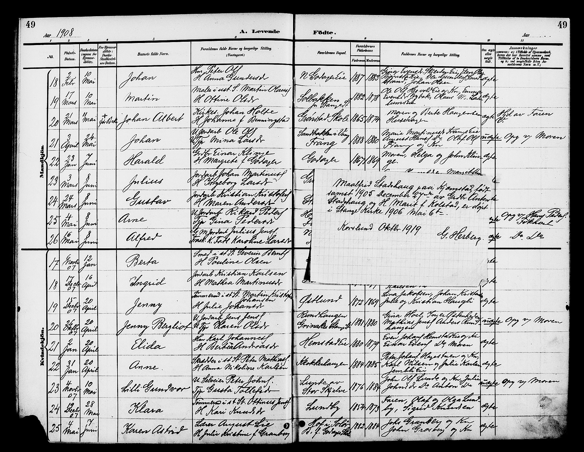 Stange prestekontor, AV/SAH-PREST-002/L/L0012: Parish register (copy) no. 12, 1900-1908, p. 49