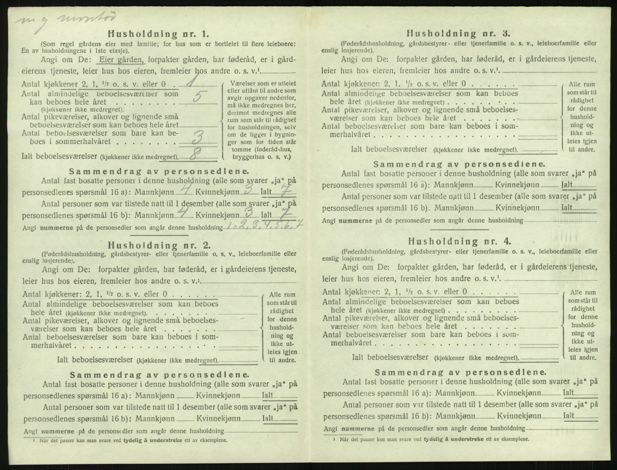 SAK, 1920 census for Fjære, 1920, p. 1176