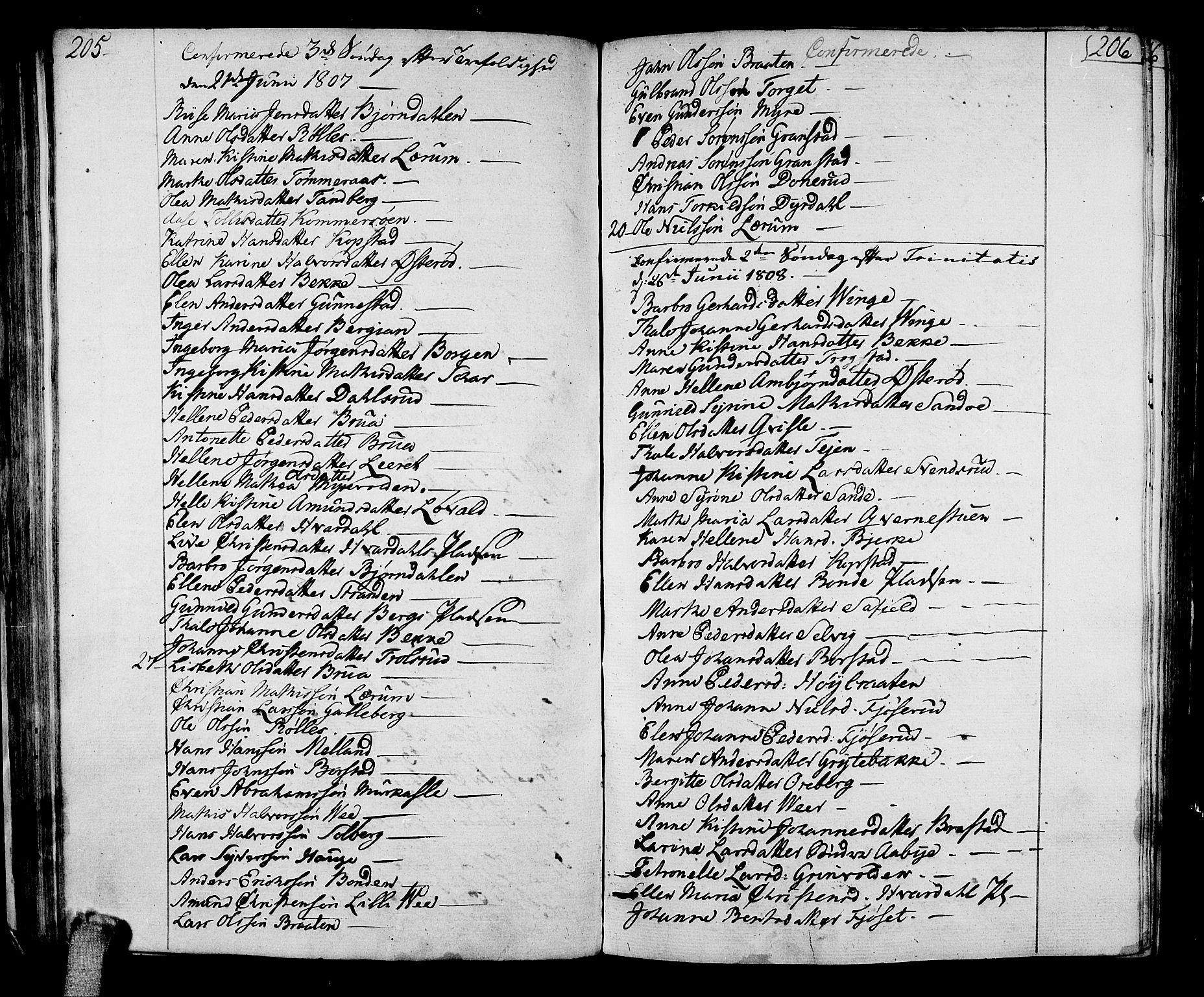 Sande Kirkebøker, SAKO/A-53/F/Fa/L0002: Parish register (official) no. 2, 1804-1814, p. 205-206