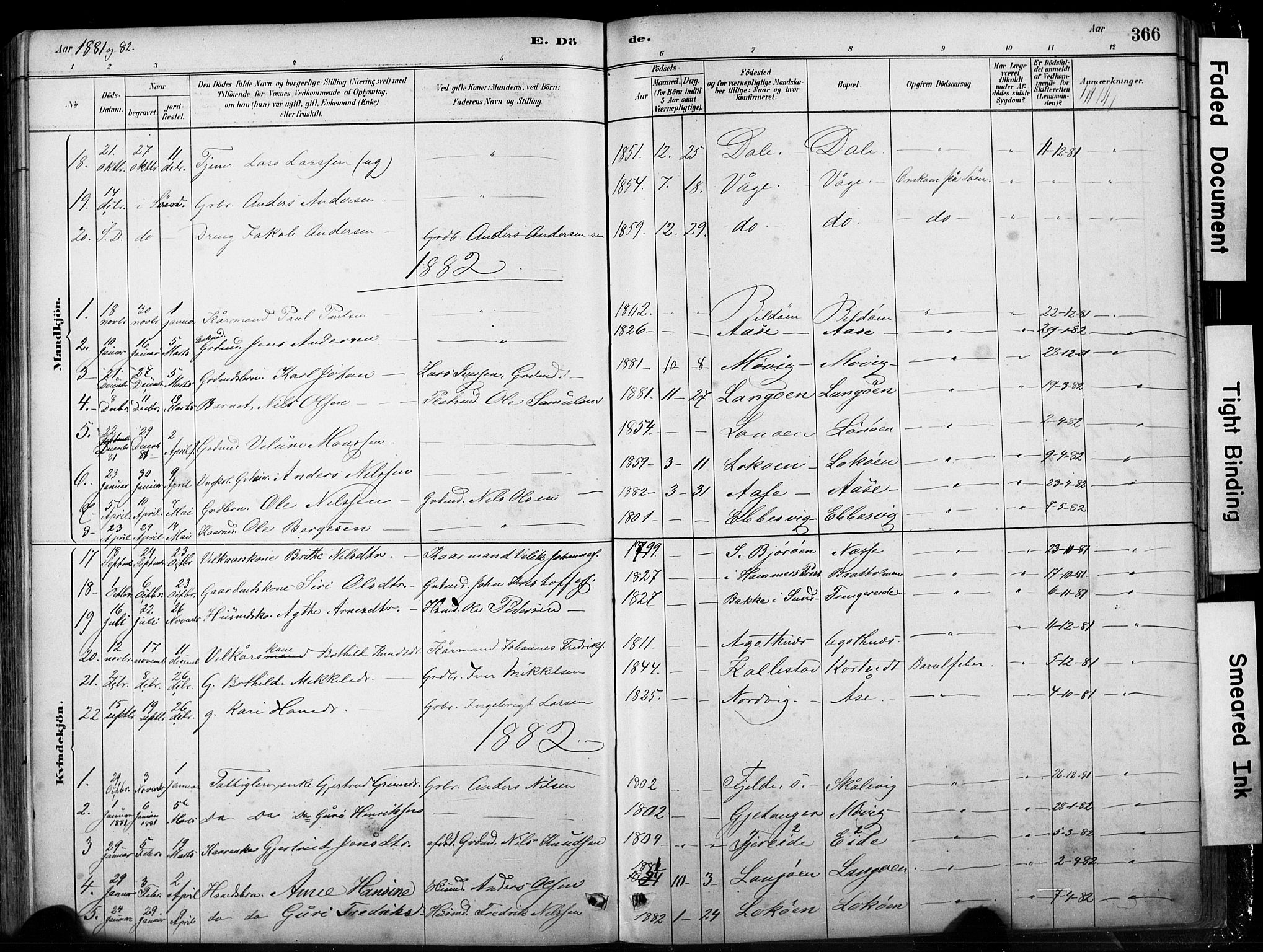 Fjell sokneprestembete, SAB/A-75301/H/Hab: Parish register (copy) no. A 4, 1880-1899, p. 366