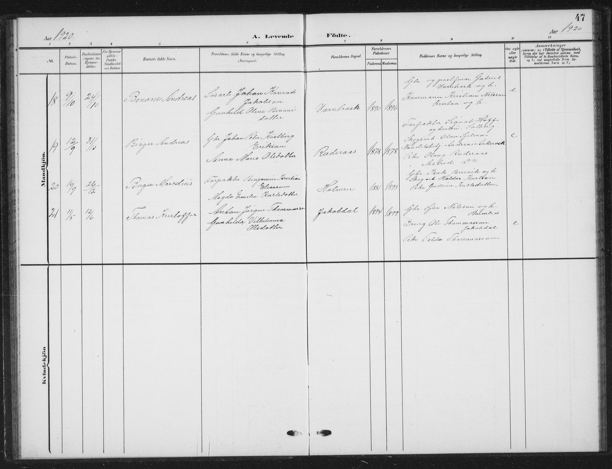 Ministerialprotokoller, klokkerbøker og fødselsregistre - Nordland, SAT/A-1459/823/L0331: Parish register (copy) no. 823C03, 1905-1934, p. 47