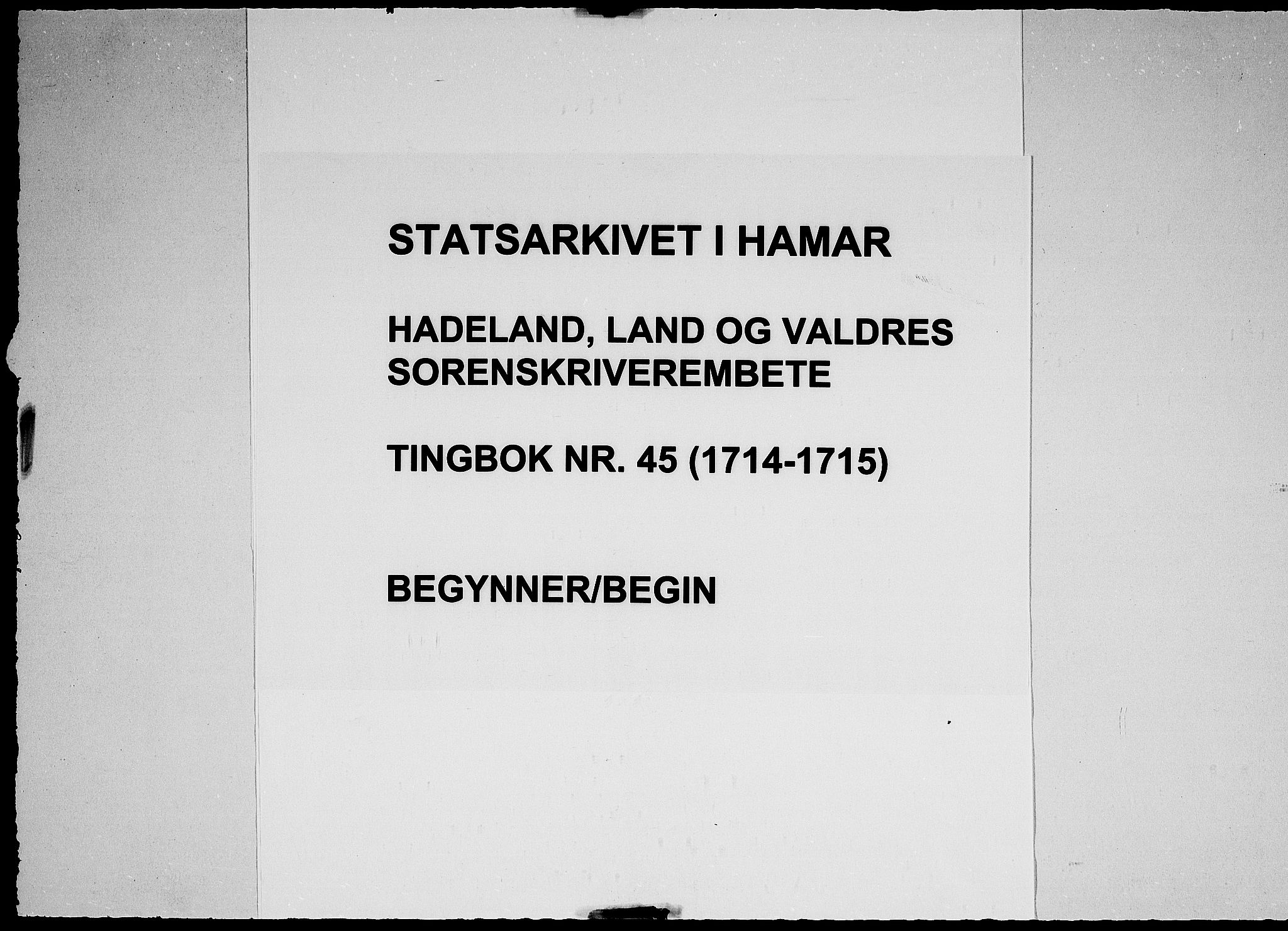 Hadeland, Land og Valdres sorenskriveri, AV/SAH-TING-028/G/Gb/L0045: Tingbok, 1714-1715