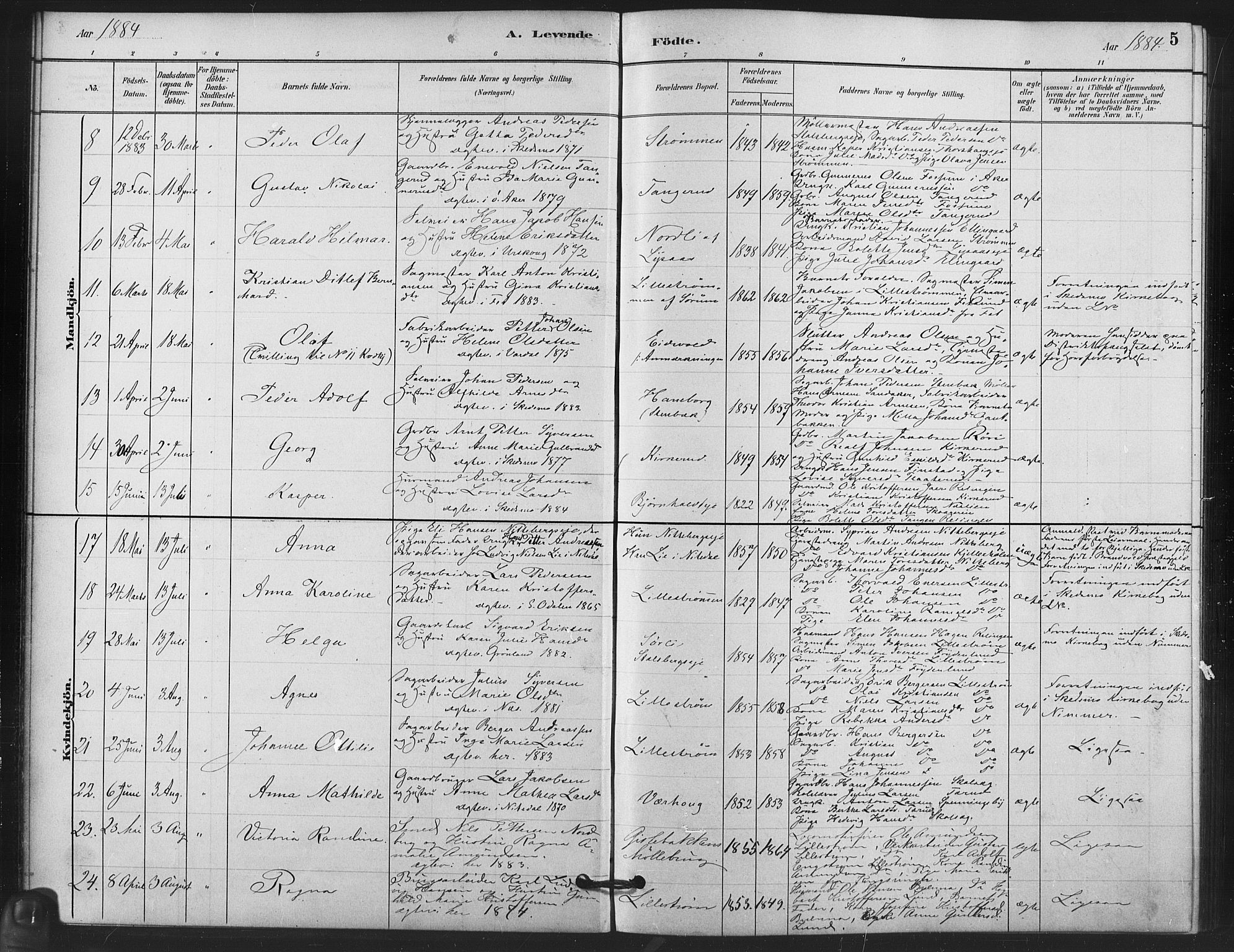 Skedsmo prestekontor Kirkebøker, AV/SAO-A-10033a/F/Fb/L0001: Parish register (official) no. II 1, 1883-1901, p. 5