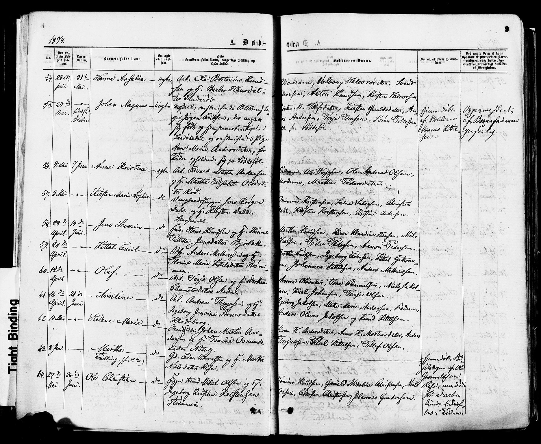 Øyestad sokneprestkontor, AV/SAK-1111-0049/F/Fa/L0016: Parish register (official) no. A 16, 1874-1886, p. 9