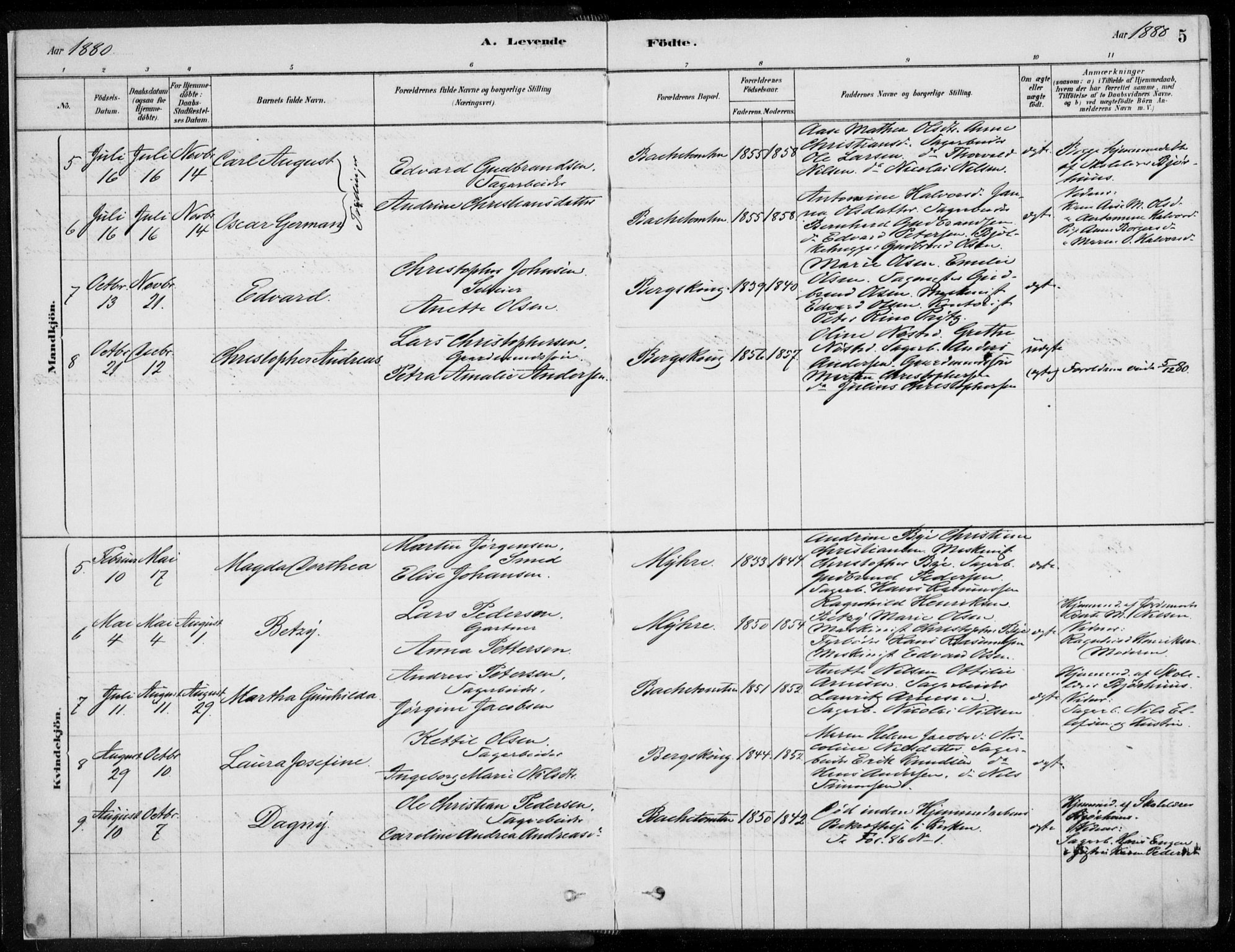 Åssiden kirkebøker, AV/SAKO-A-251/F/Fa/L0001: Parish register (official) no. 1, 1878-1904, p. 5