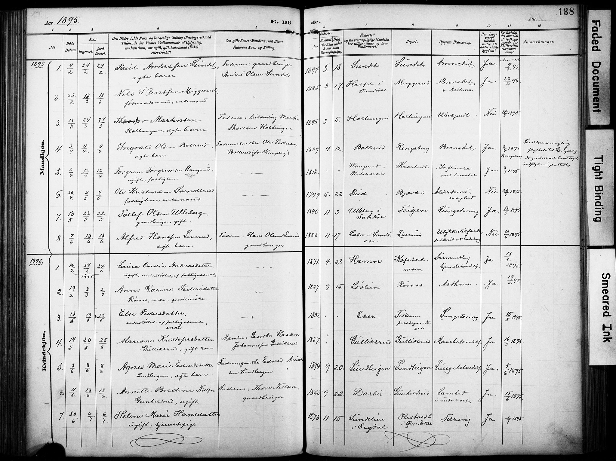 Fiskum kirkebøker, SAKO/A-15/F/Fa/L0003: Parish register (official) no. 3, 1890-1905, p. 138