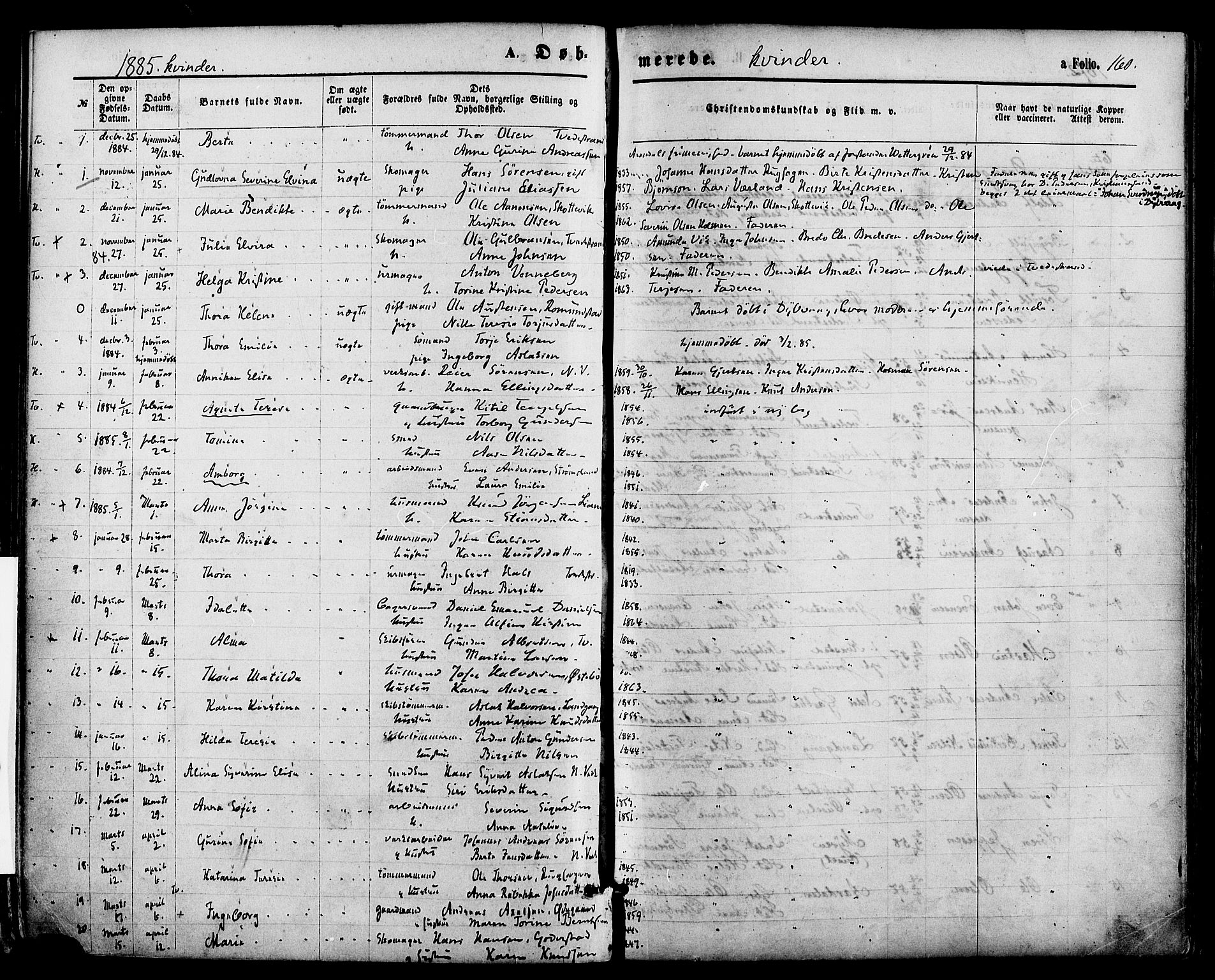 Holt sokneprestkontor, AV/SAK-1111-0021/F/Fa/L0010: Parish register (official) no. A 10, 1872-1885, p. 160