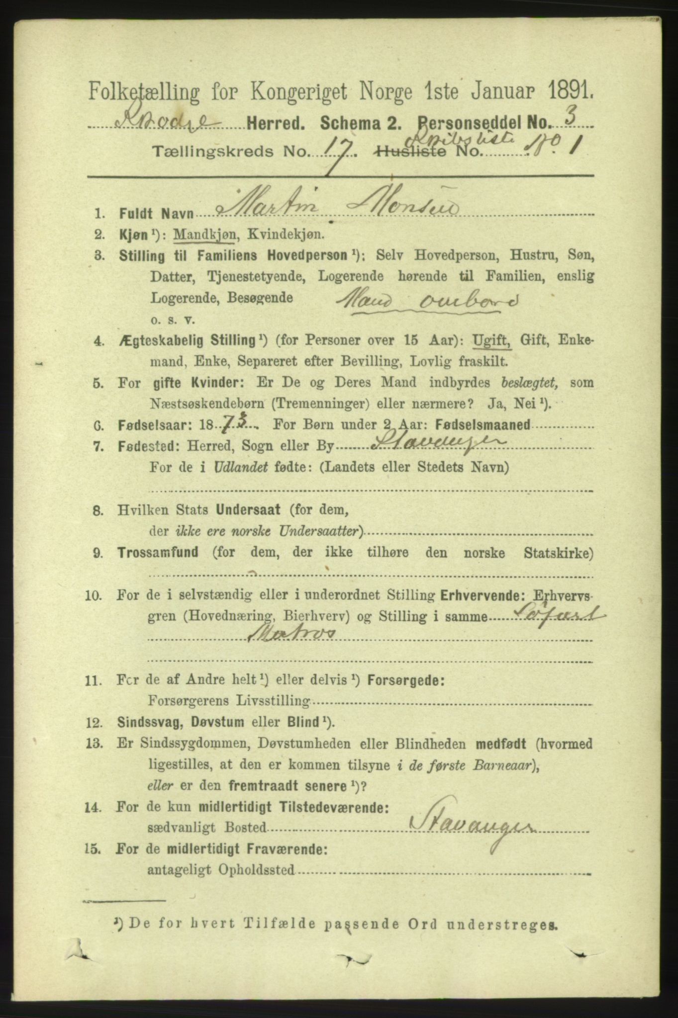 RA, 1891 census for 1529 Skodje, 1891, p. 3787