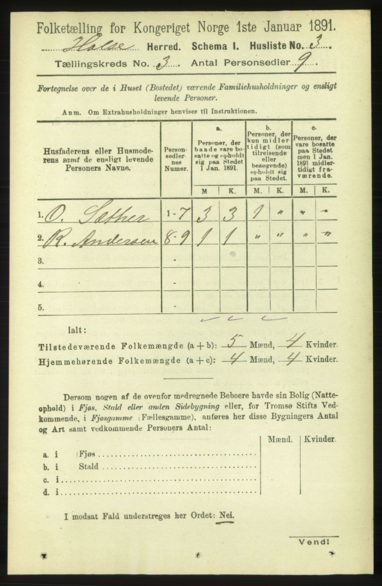 RA, 1891 census for 1571 Halsa, 1891, p. 429