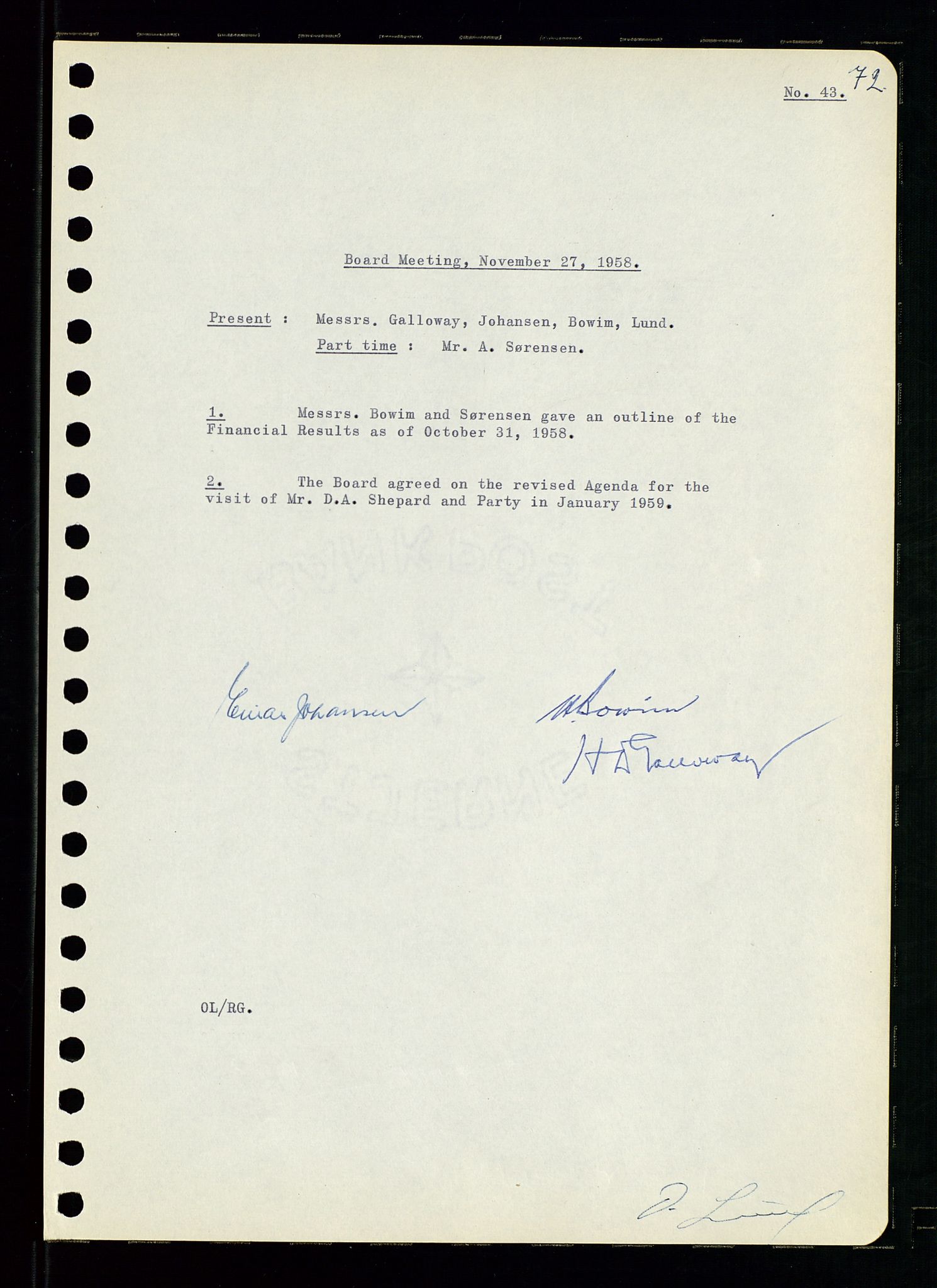 Pa 0982 - Esso Norge A/S, AV/SAST-A-100448/A/Aa/L0001/0001: Den administrerende direksjon Board minutes (styrereferater) / Den administrerende direksjon Board minutes (styrereferater), 1958-1959, p. 72