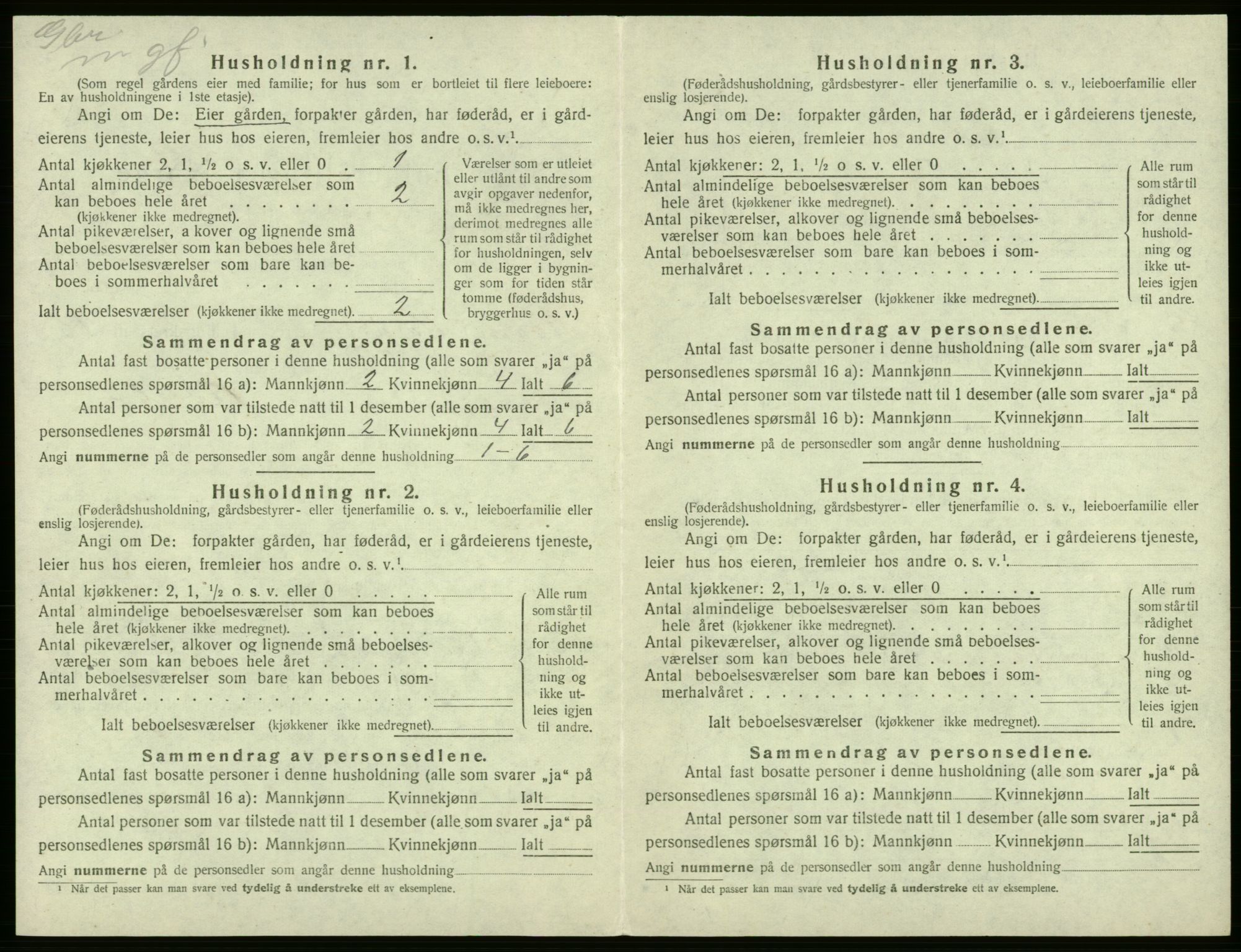 SAB, 1920 census for Kvam, 1920, p. 1145