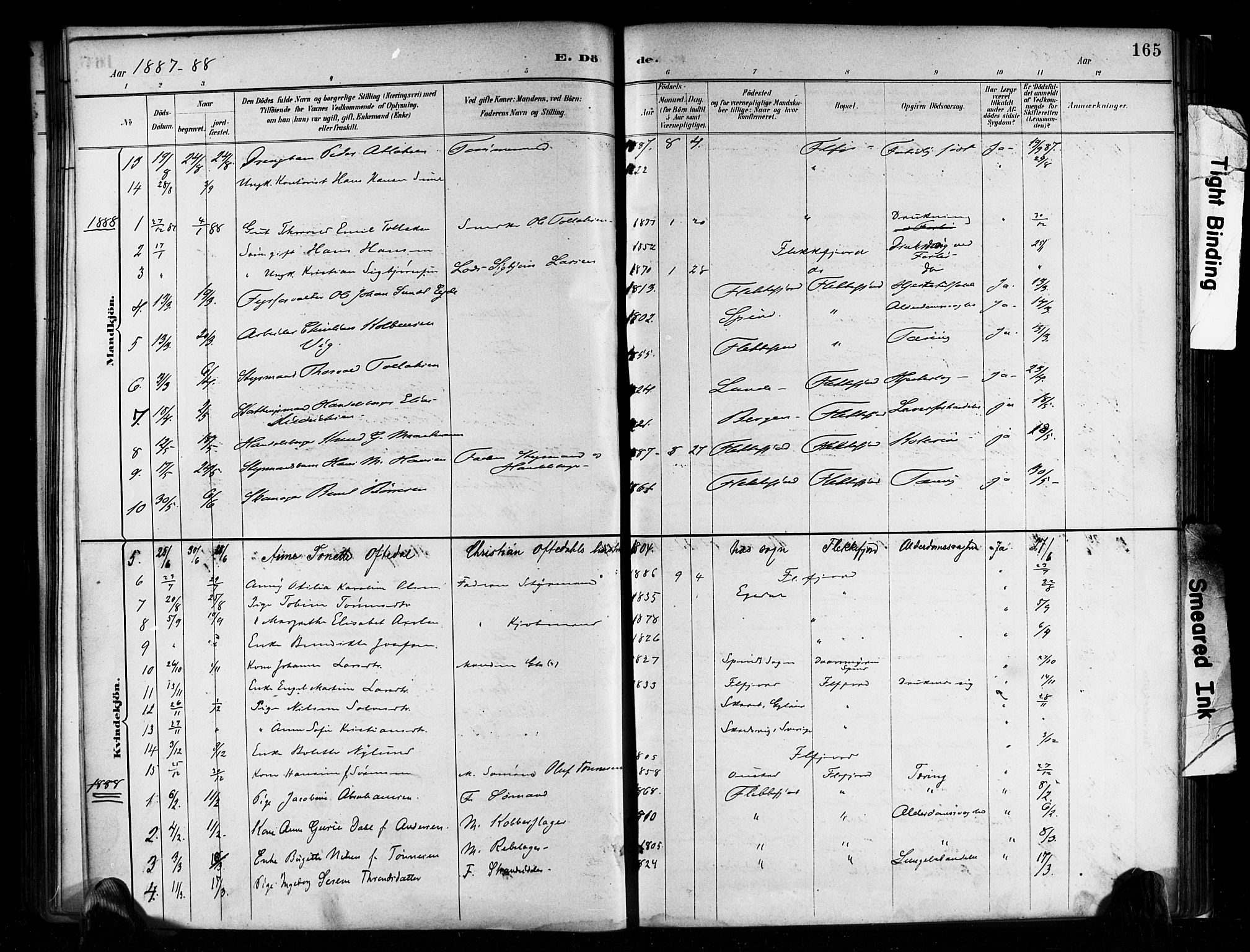 Flekkefjord sokneprestkontor, AV/SAK-1111-0012/F/Fa/Faa/L0001: Parish register (official) no. A 1, 1885-1900, p. 165