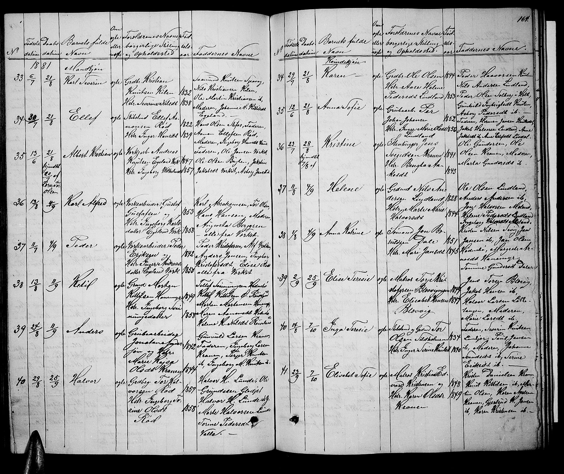 Søndeled sokneprestkontor, AV/SAK-1111-0038/F/Fb/L0004: Parish register (copy) no. B 4, 1857-1884, p. 164