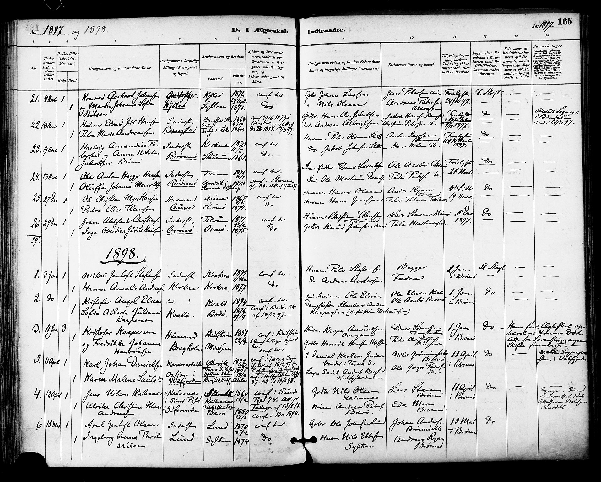Ministerialprotokoller, klokkerbøker og fødselsregistre - Nordland, SAT/A-1459/813/L0200: Parish register (official) no. 813A10, 1886-1900, p. 165