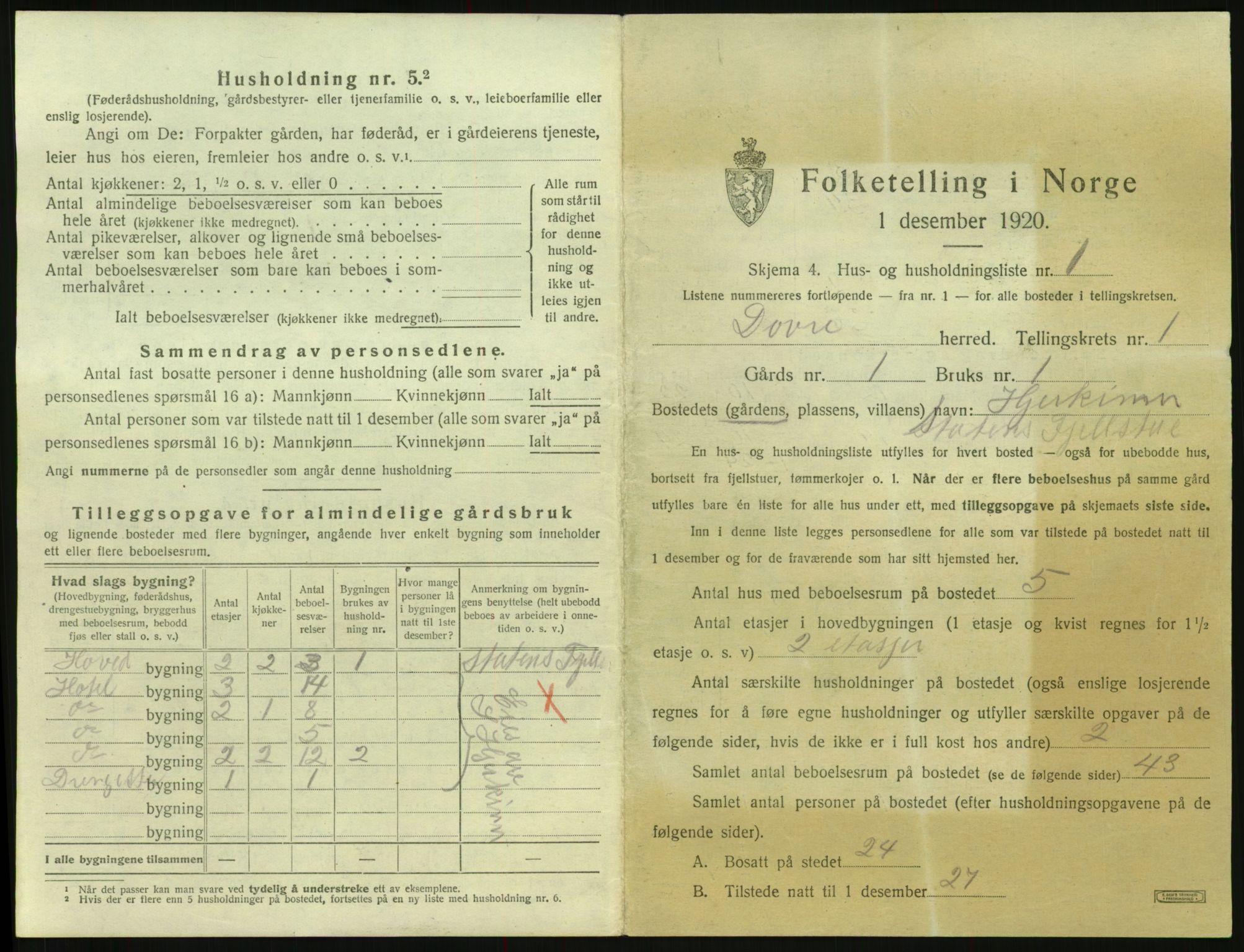 SAH, 1920 census for Dovre, 1920, p. 30