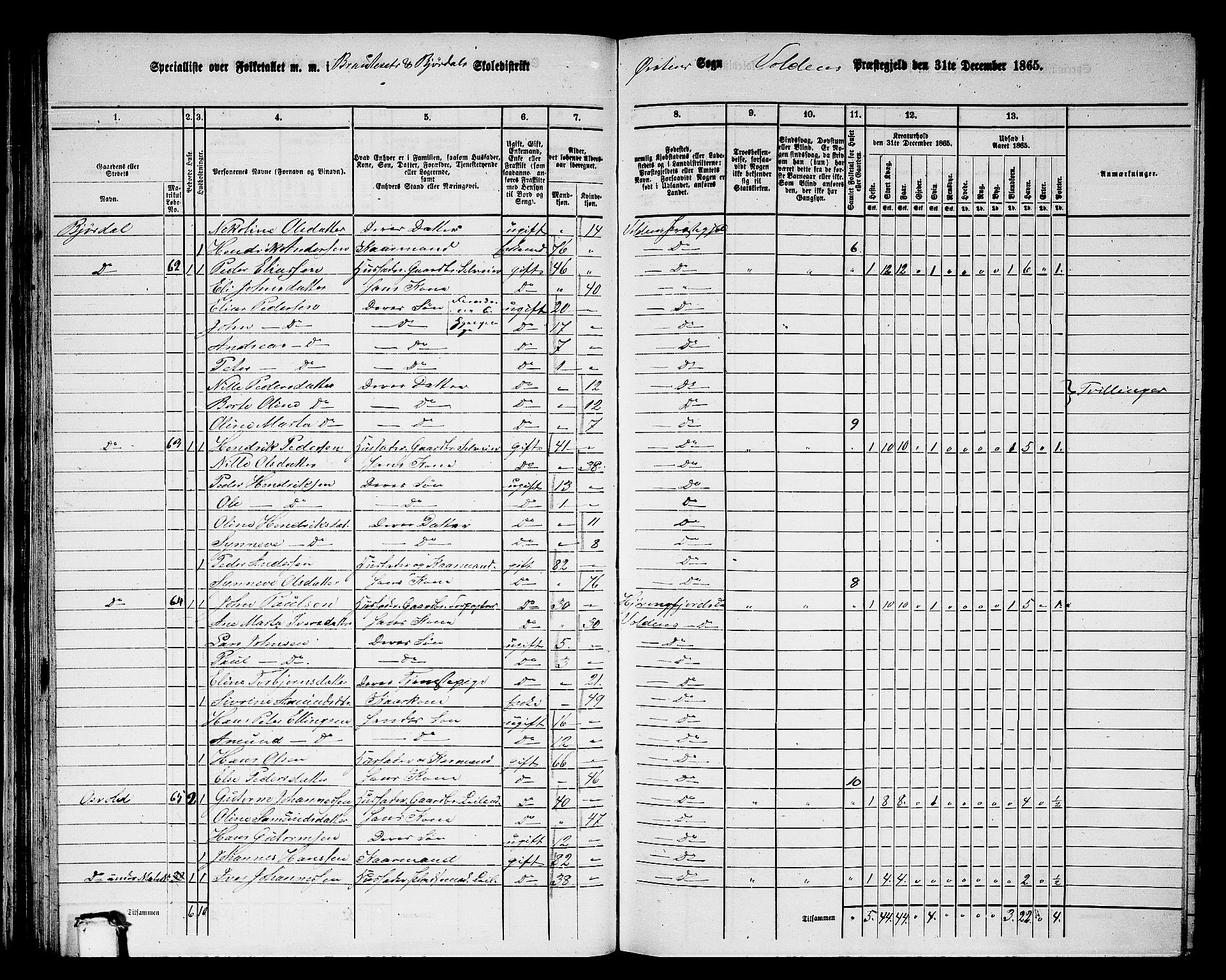 RA, 1865 census for Volda, 1865, p. 65