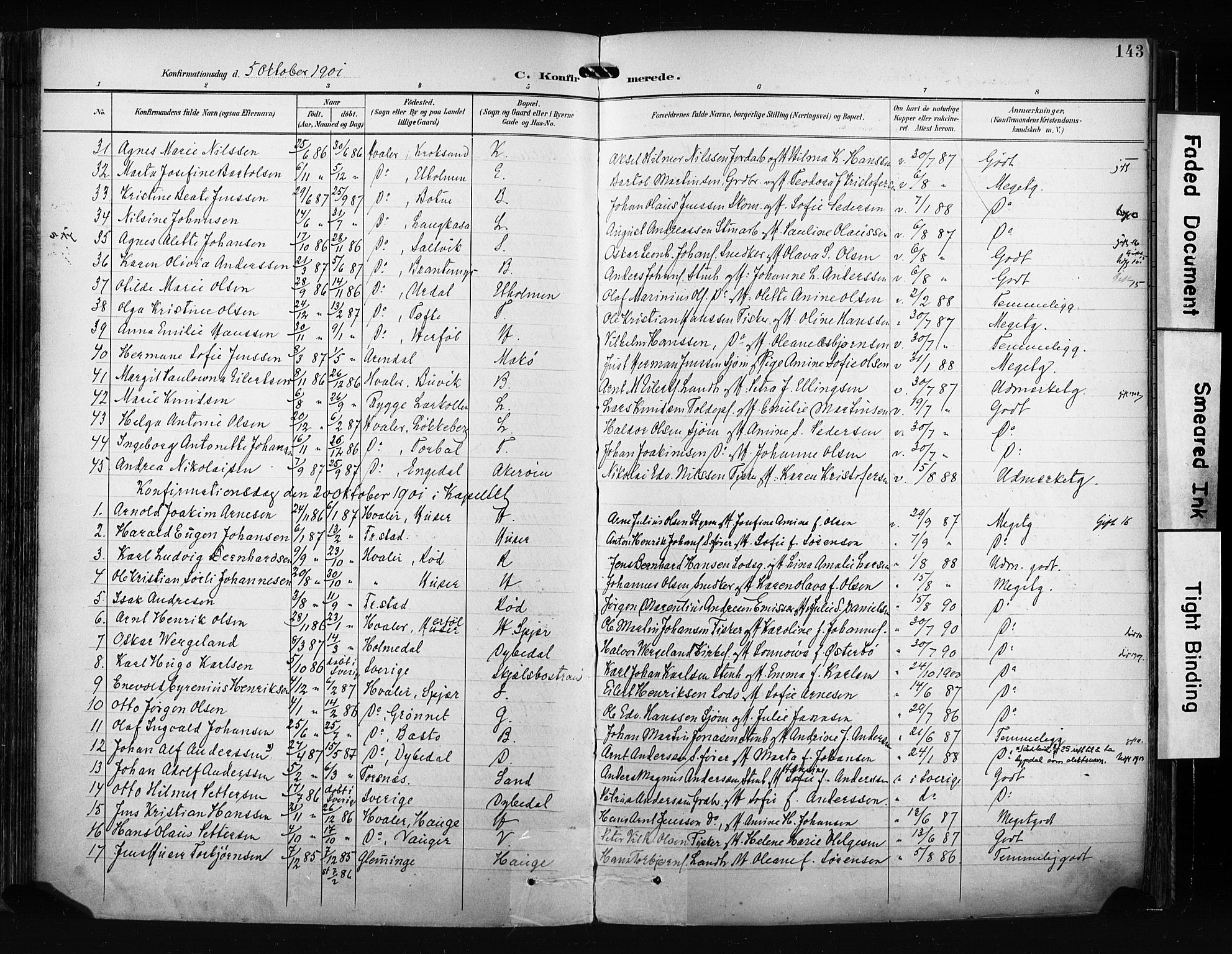 Hvaler prestekontor Kirkebøker, AV/SAO-A-2001/F/Fa/L0009: Parish register (official) no. I 9, 1895-1906, p. 143