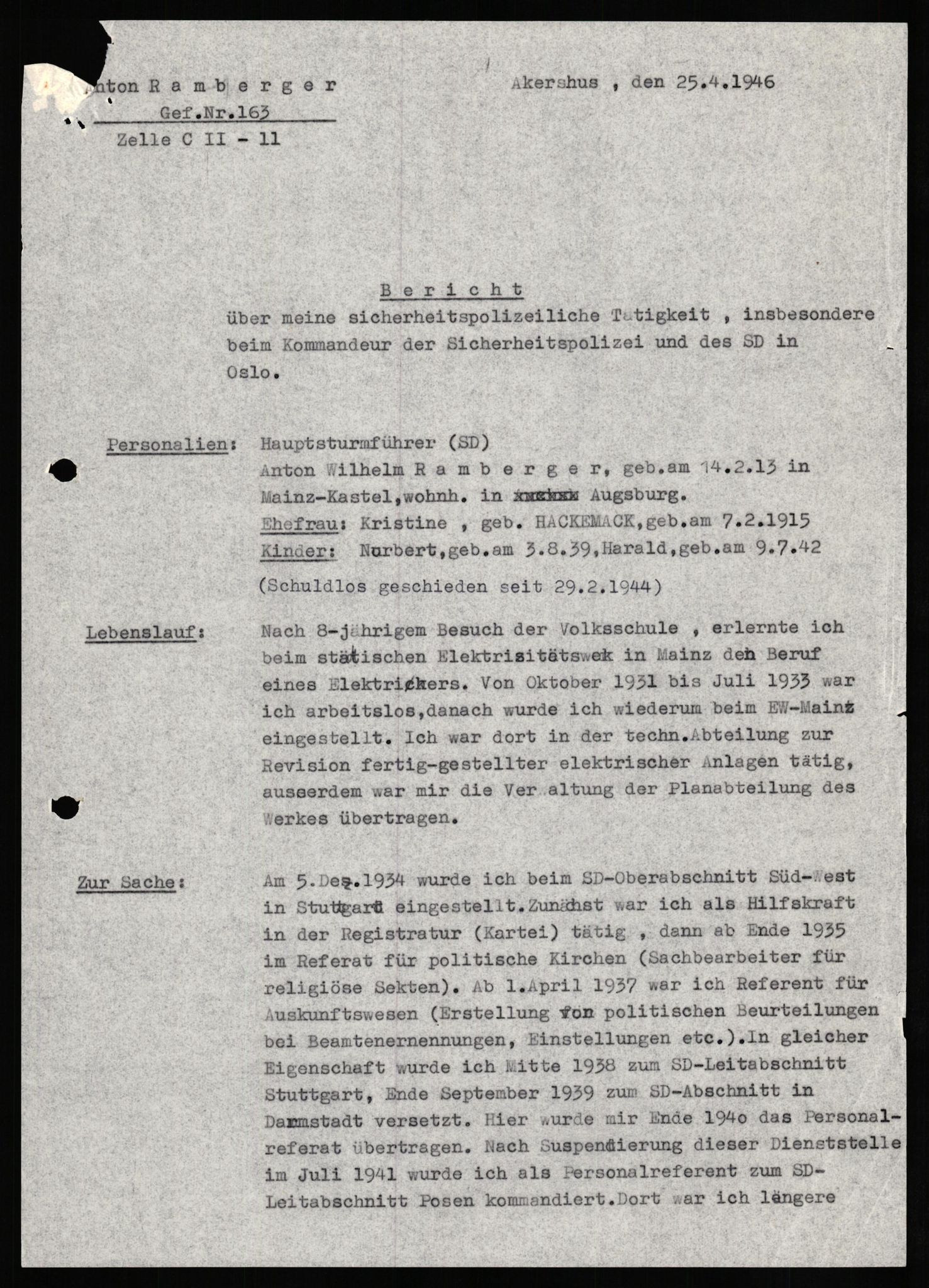 Forsvaret, Forsvarets overkommando II, AV/RA-RAFA-3915/D/Db/L0026: CI Questionaires. Tyske okkupasjonsstyrker i Norge. Tyskere., 1945-1946, p. 524