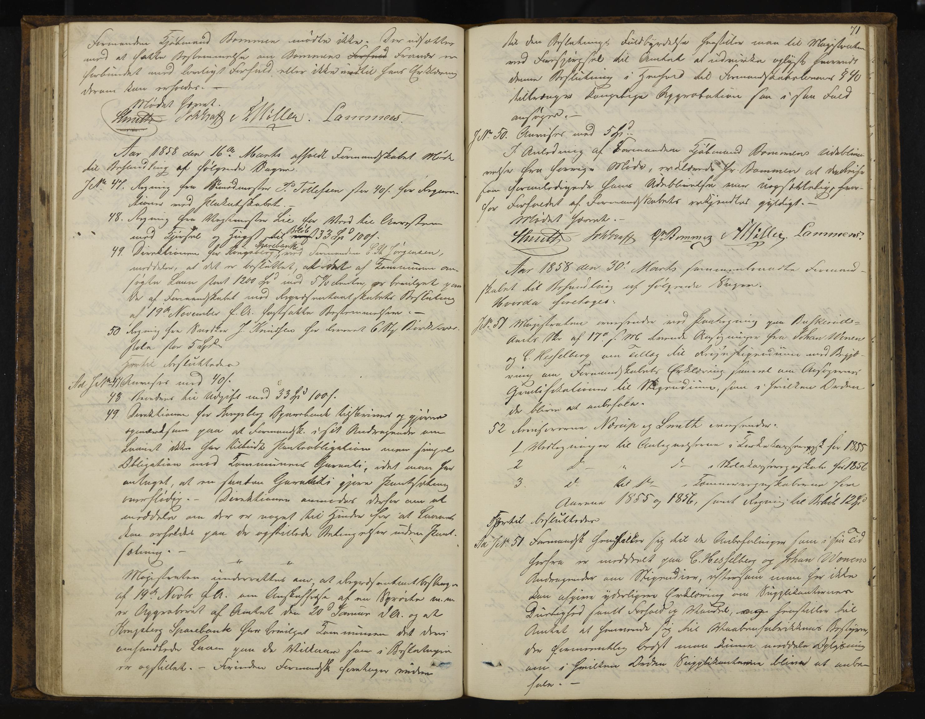 Kongsberg formannskap og sentraladministrasjon, IKAK/0604021-1/A/L0003: Møtebok med register, 1856-1861, p. 71